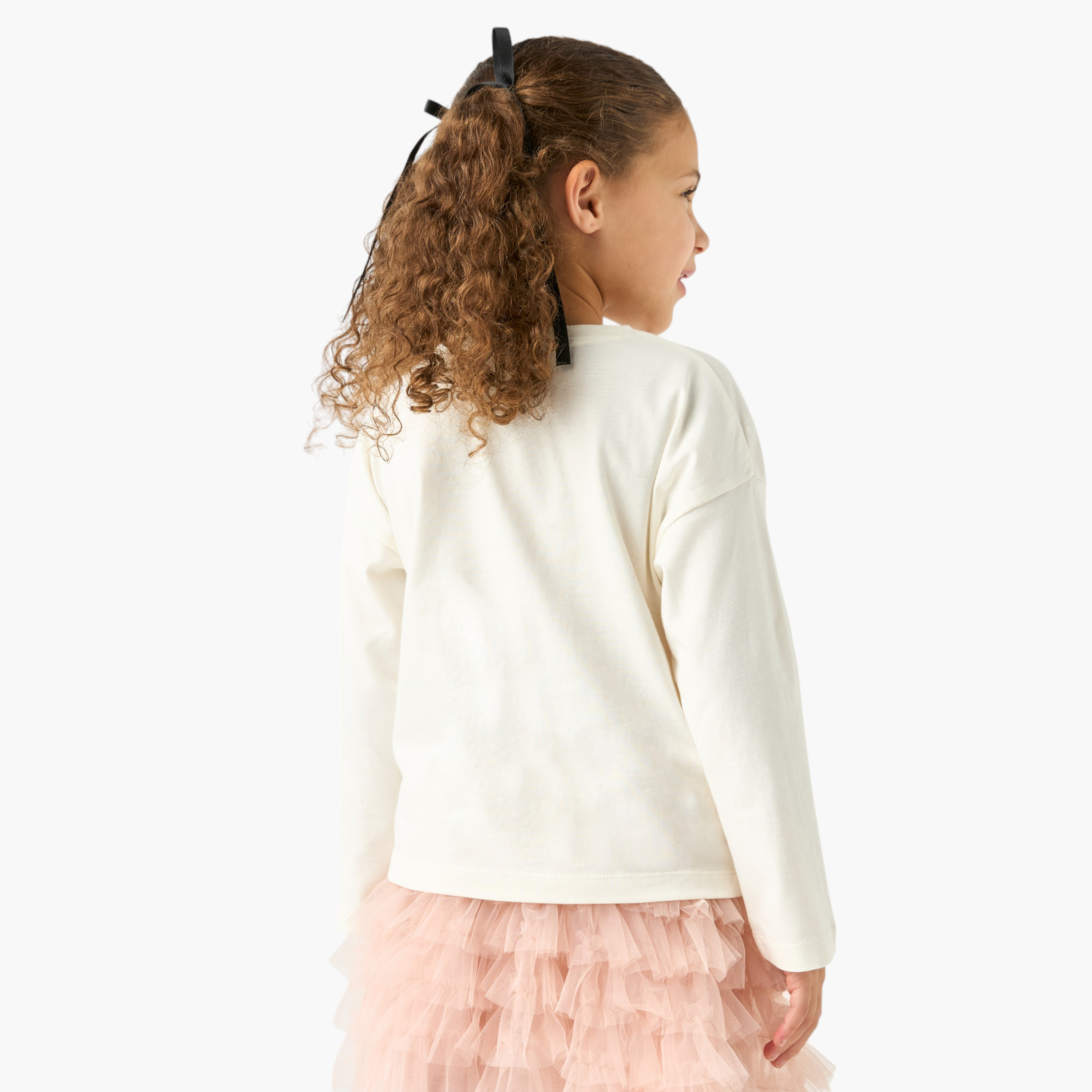 Juniors Graphic Print T-shirt with Long Sleeves-girls-clothing-tshirts-image-3