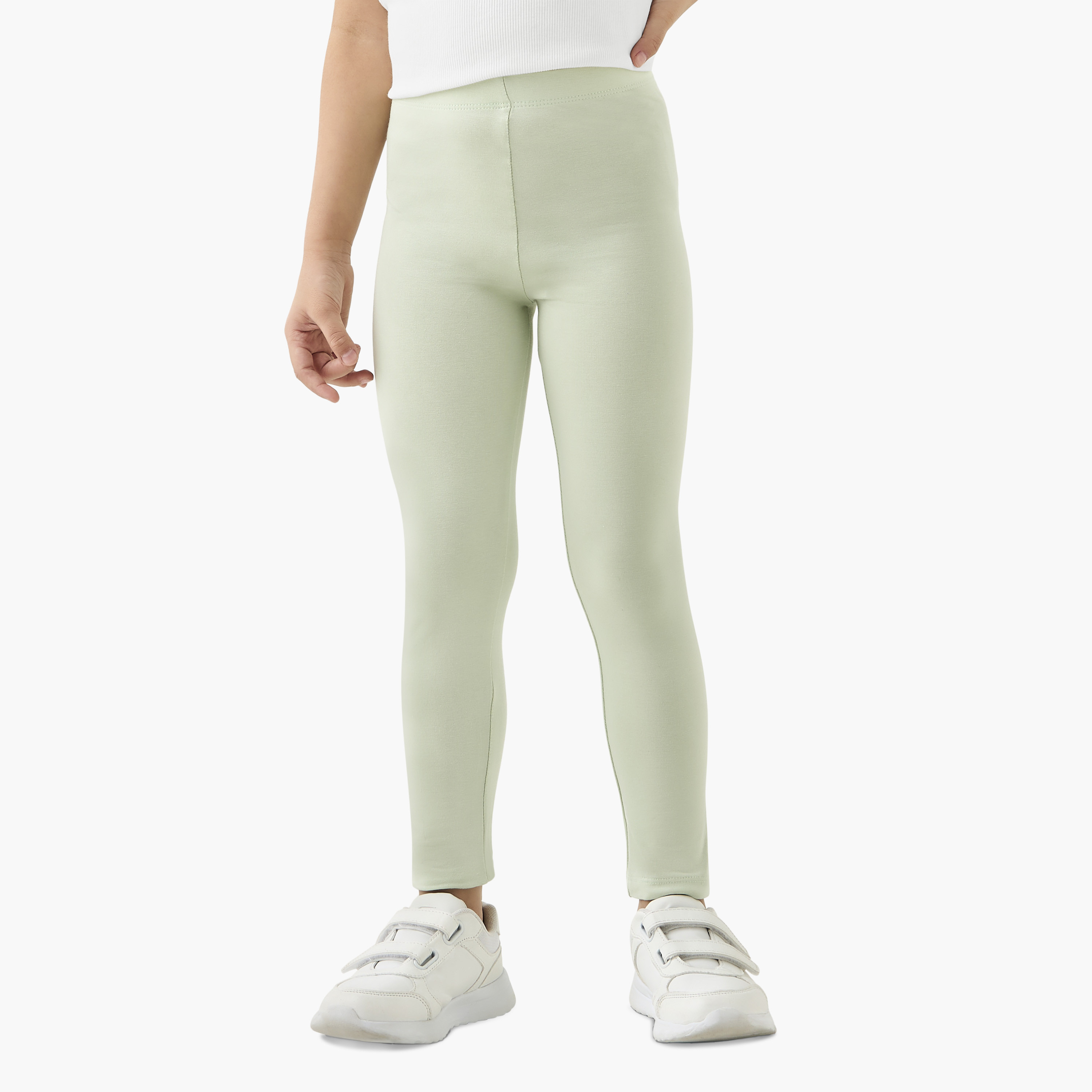 بنطلون ليقنز سادة بخصر مطّاطي من جونيورز-baby-girls-clothing-bottoms-leggings-image-1