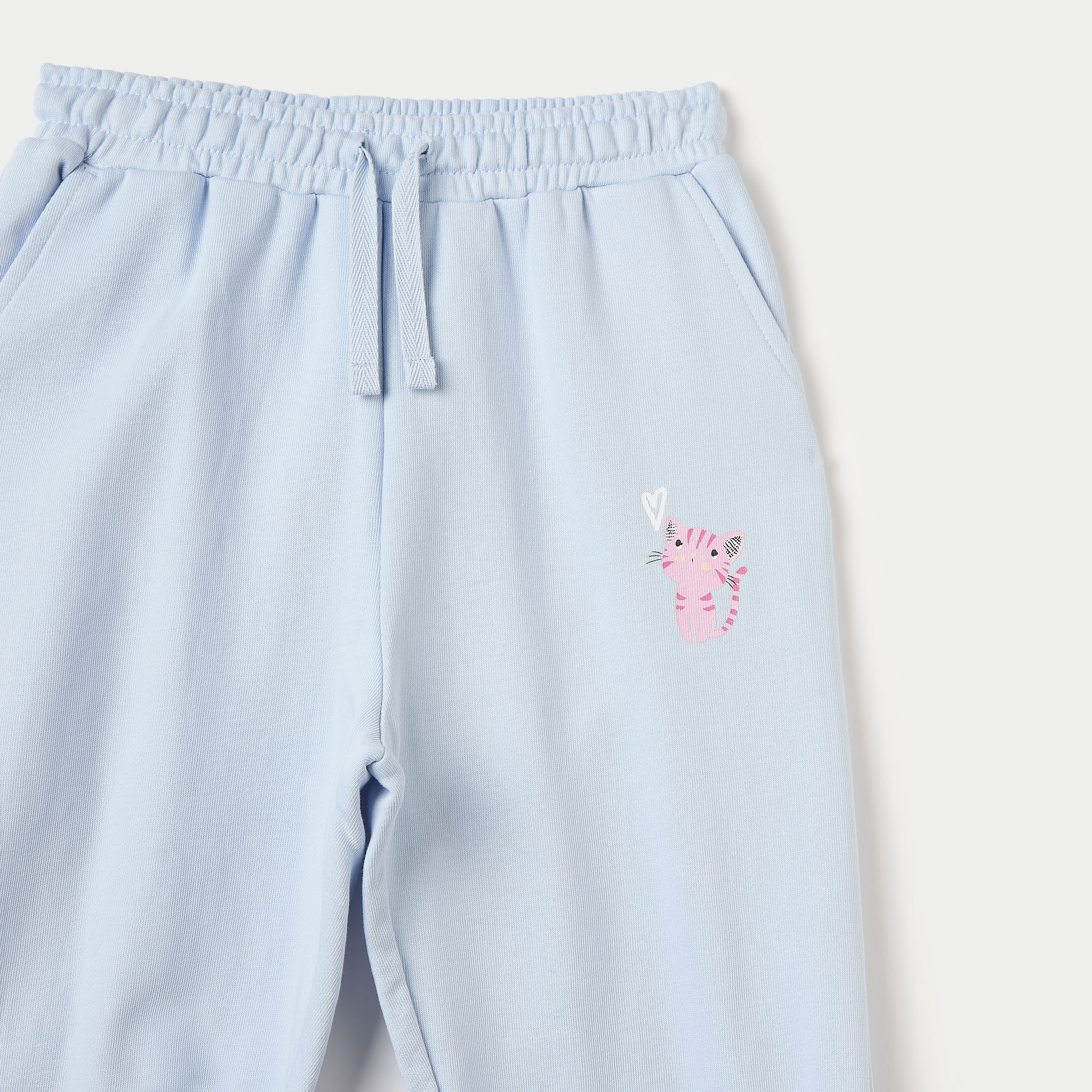 بنطلون رياضي برباط إغلاق وجيوب وطبعات قطة من جونيورز-baby-girls-clothing-bottoms-joggersandtrackpants-image-3