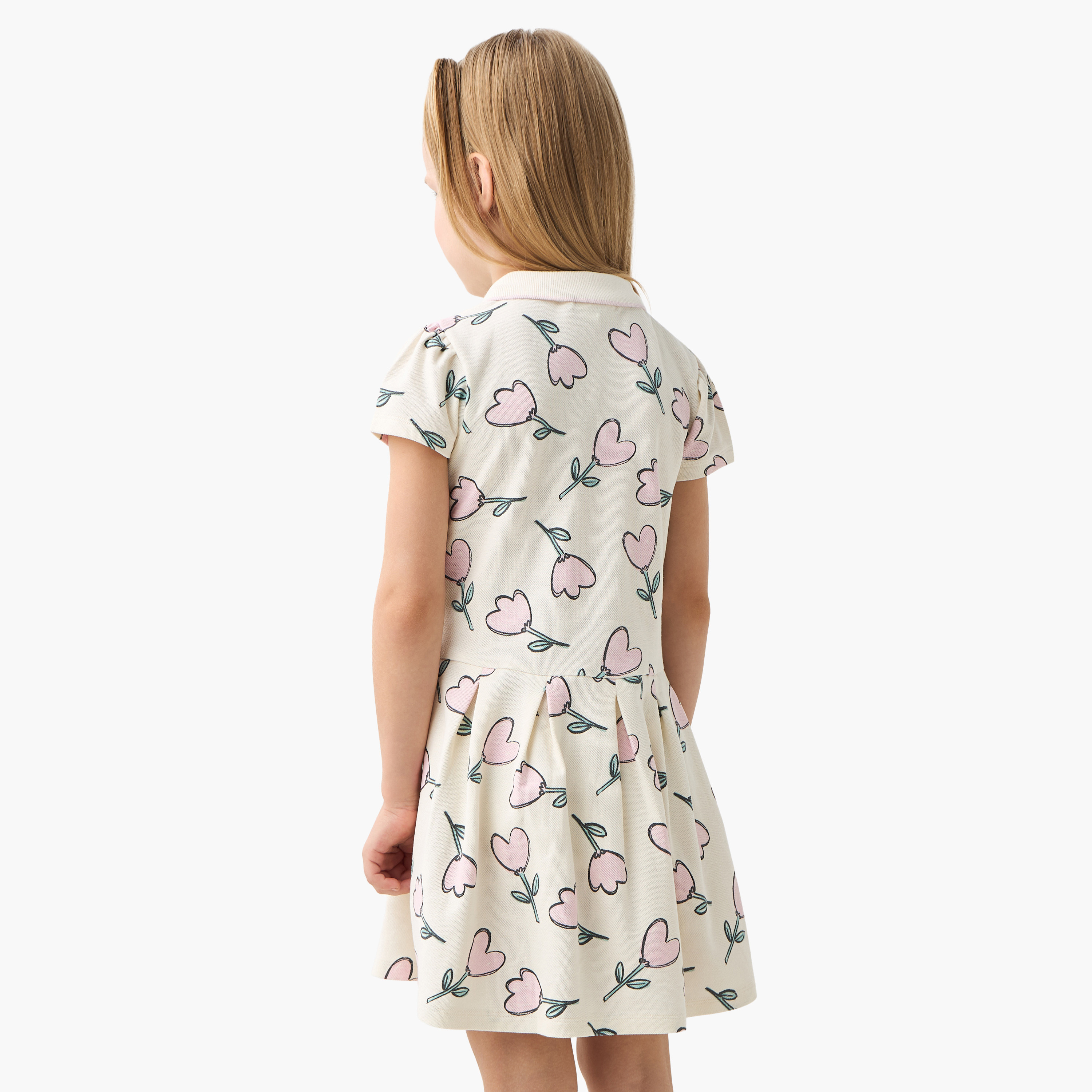 Juniors All-Over Floral Print Polo A-line Dress with Short Sleeves-girls-clothing-dressesandjumpsuits-image-3