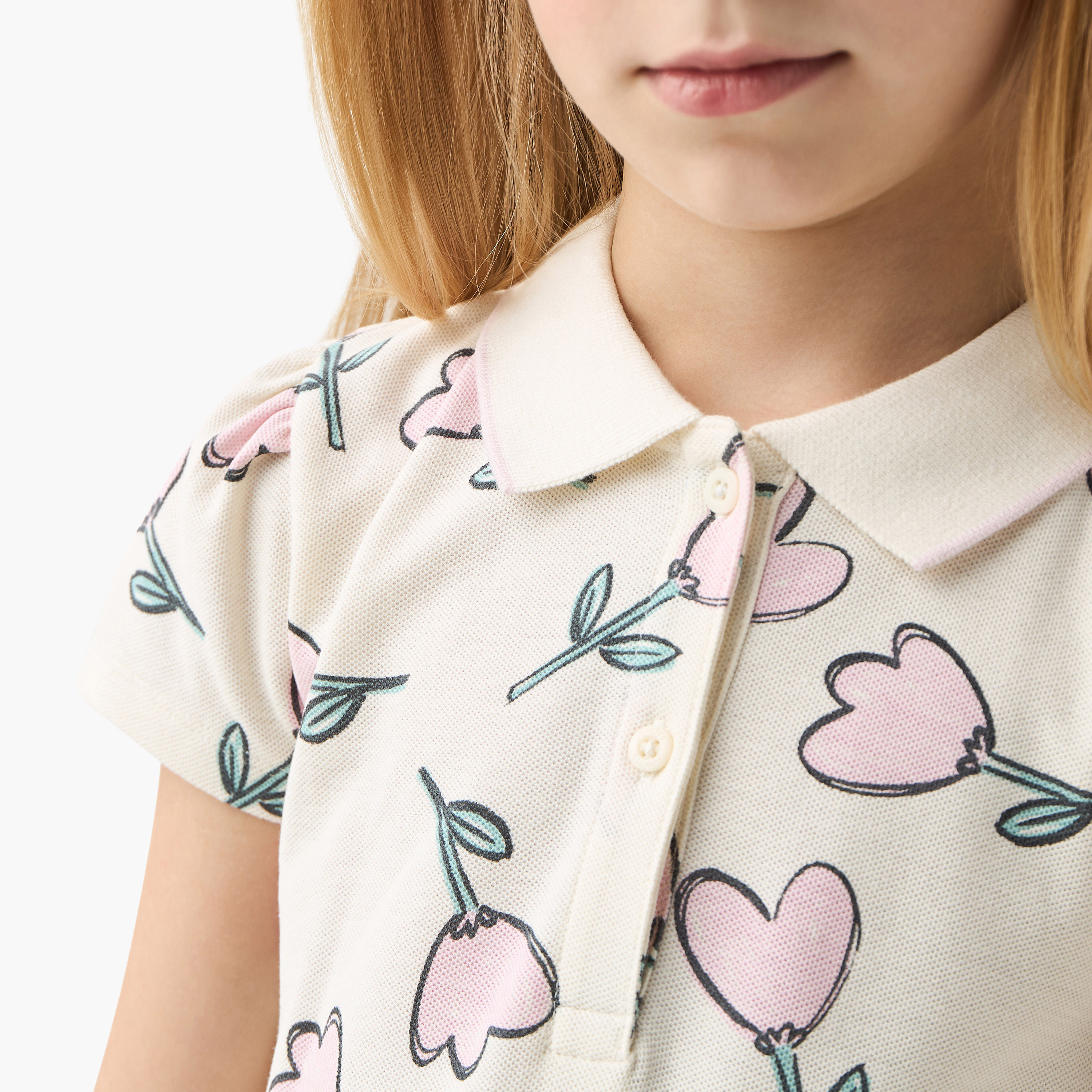 Juniors All-Over Floral Print Polo A-line Dress with Short Sleeves-girls-clothing-dressesandjumpsuits-image-4