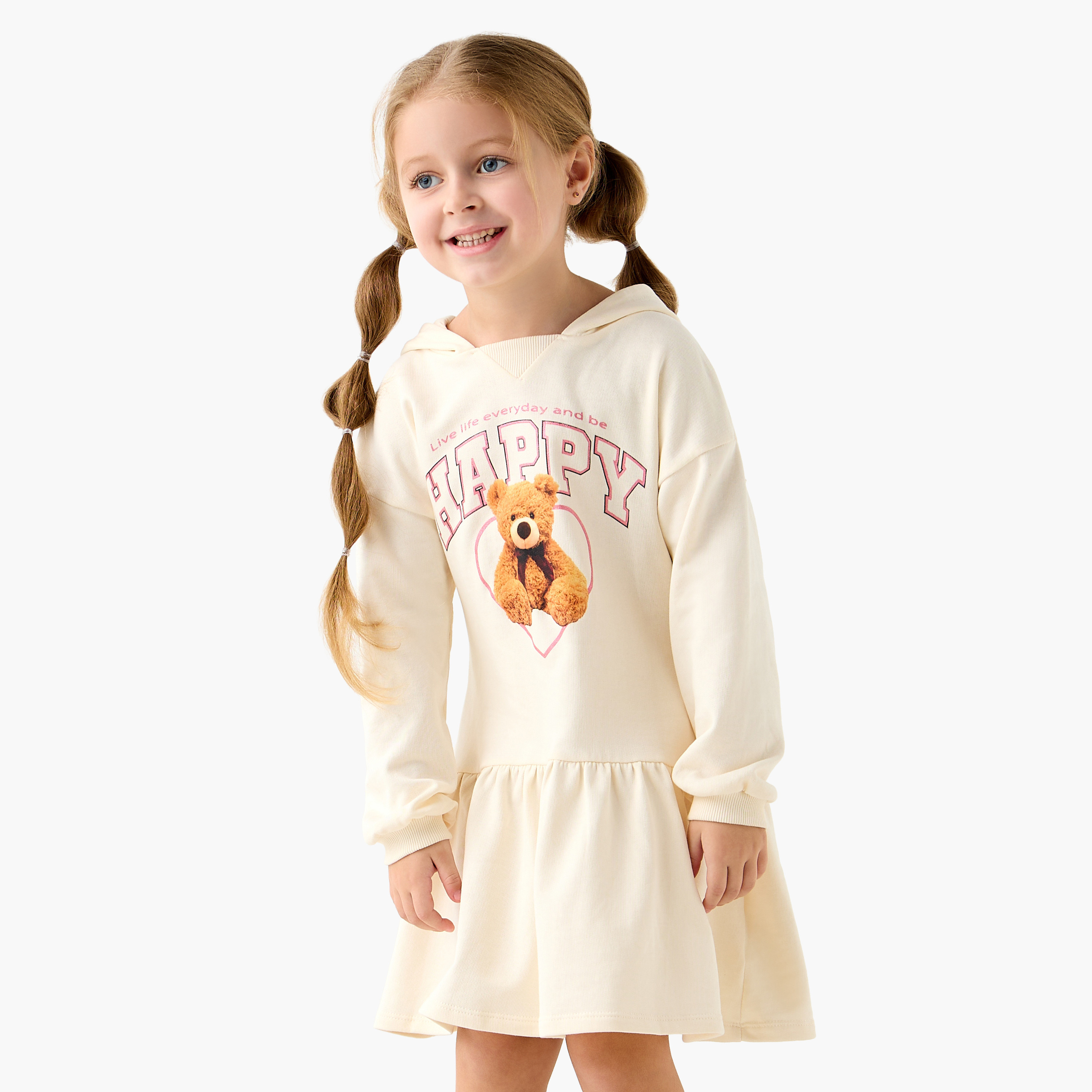 Juniors Graphic Print A-line Dropwaist Dress with Hood-girls-clothing-dressesandjumpsuits-image-1