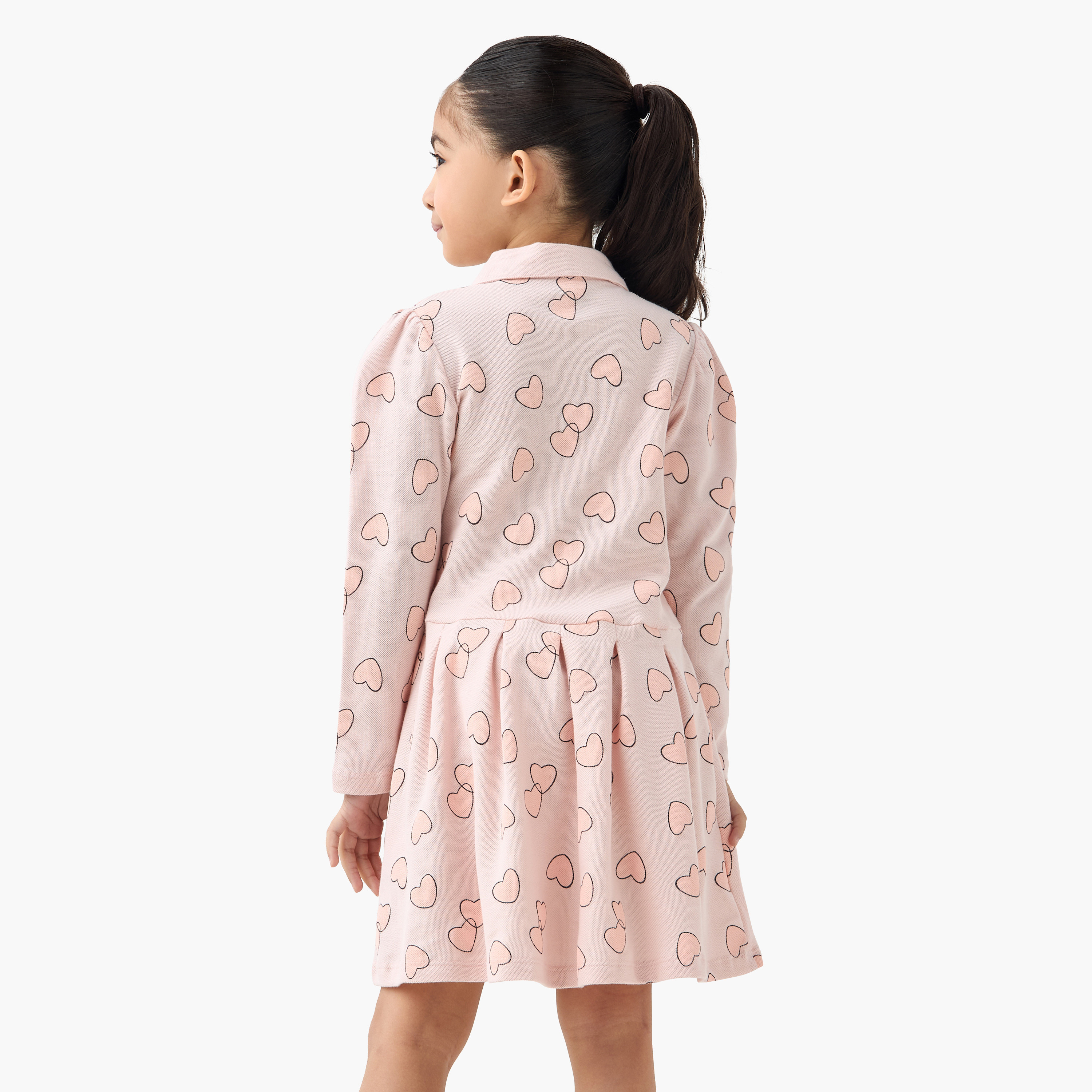 Juniors All-Over Heart Print Polo Dress with Long Sleeves-girls-clothing-dressesandjumpsuits-image-3