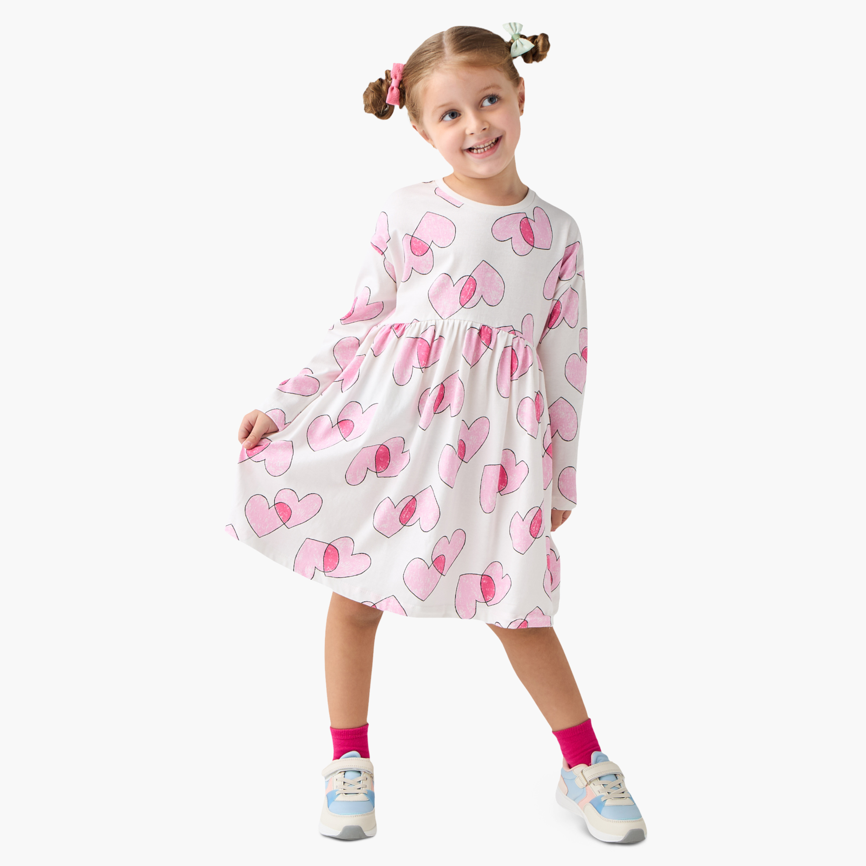 فستان إيه لاين بأكمام طويلة وطبعات من جونيورز-girls-clothing-dressesandjumpsuits-image-2