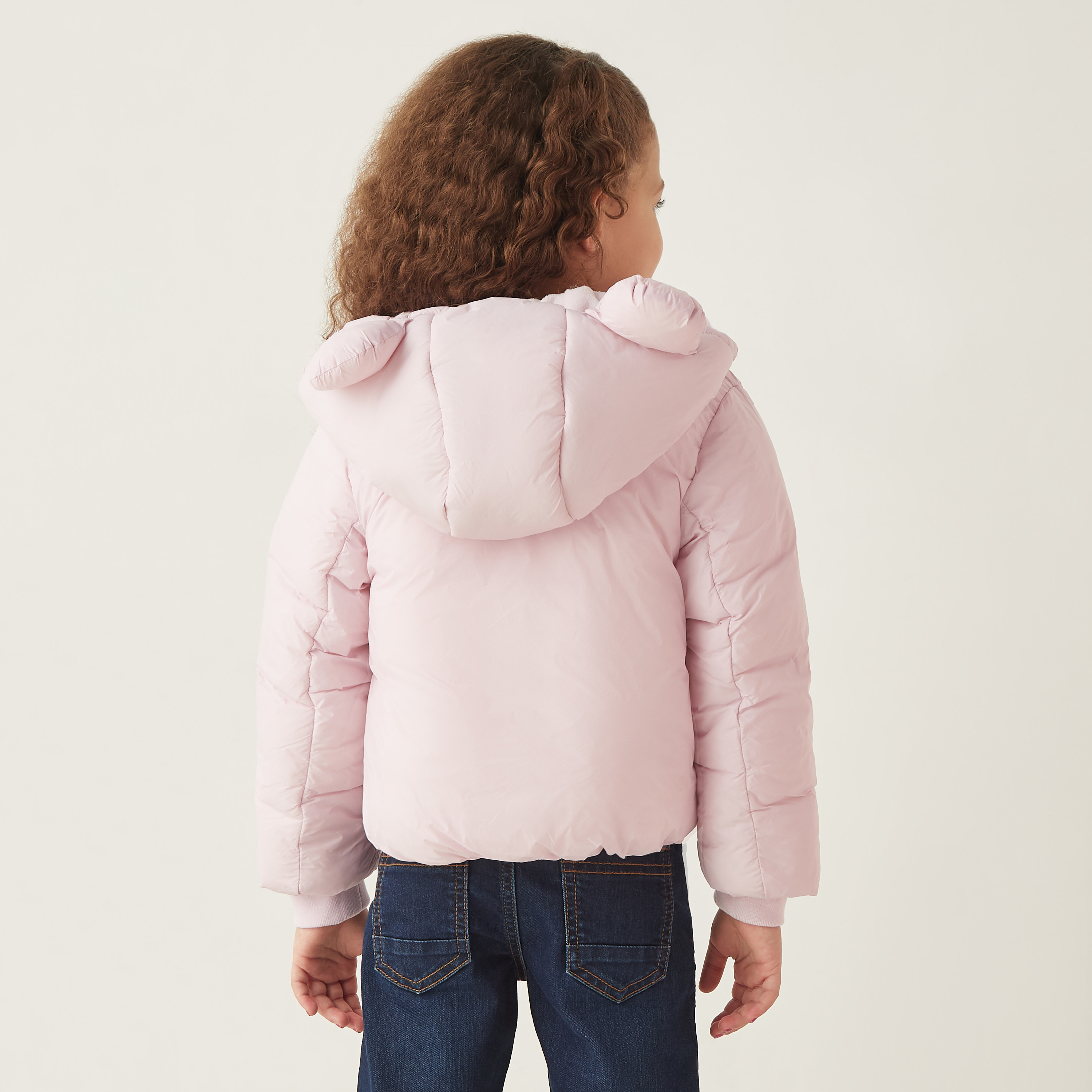 Juniors Teddy Quilted Hooded Jacket with Long Sleeves and Zip Closure-baby-girls-clothing-jacketsandcoats-image-3