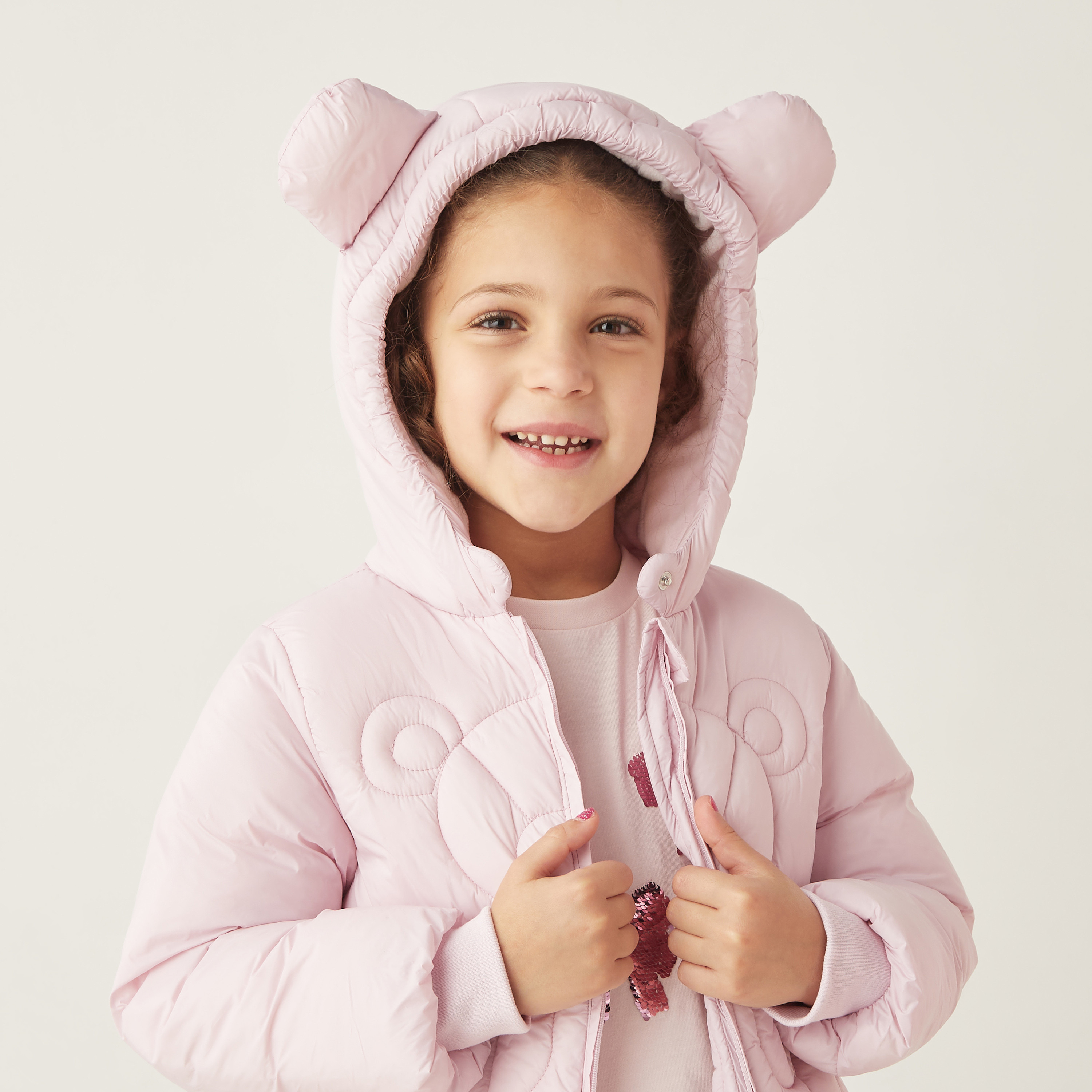 Juniors Teddy Quilted Hooded Jacket with Long Sleeves and Zip Closure-baby-girls-clothing-jacketsandcoats-image-5