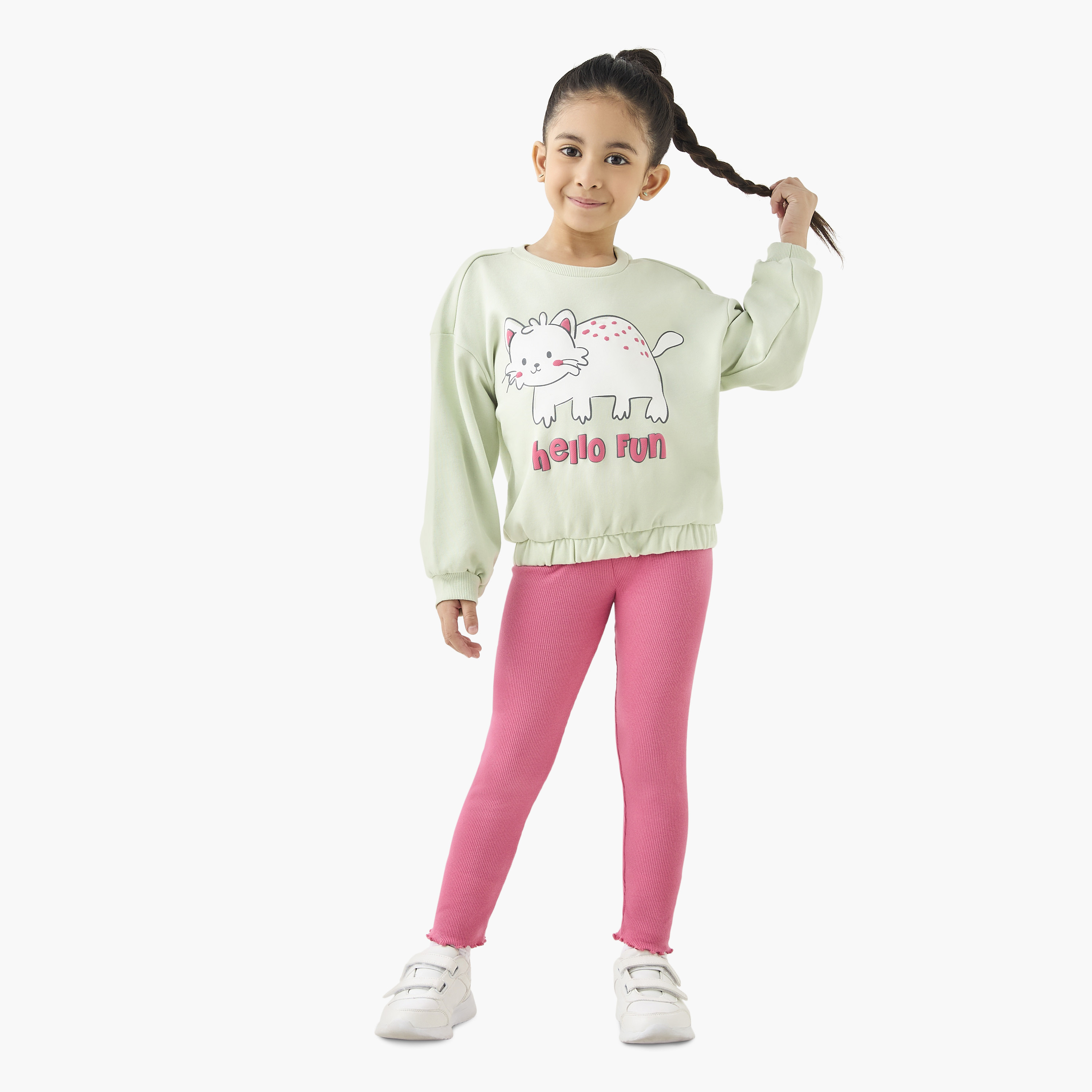 سويت شيرت بطبعات قطة وأكمام طويلة من جونيورز-girls-clothing-sweatshirts-image-2