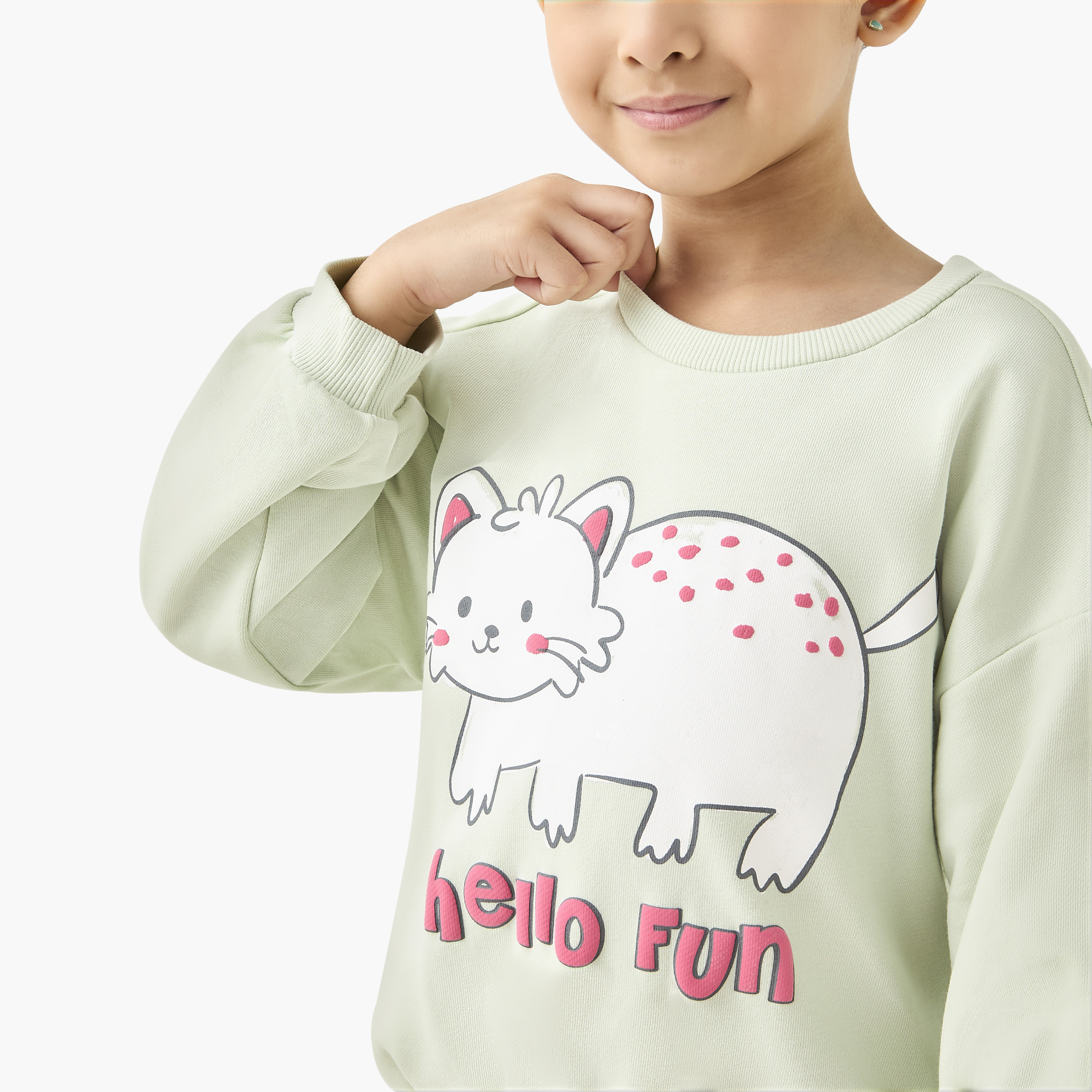 سويت شيرت بطبعات قطة وأكمام طويلة من جونيورز-girls-clothing-sweatshirts-image-4