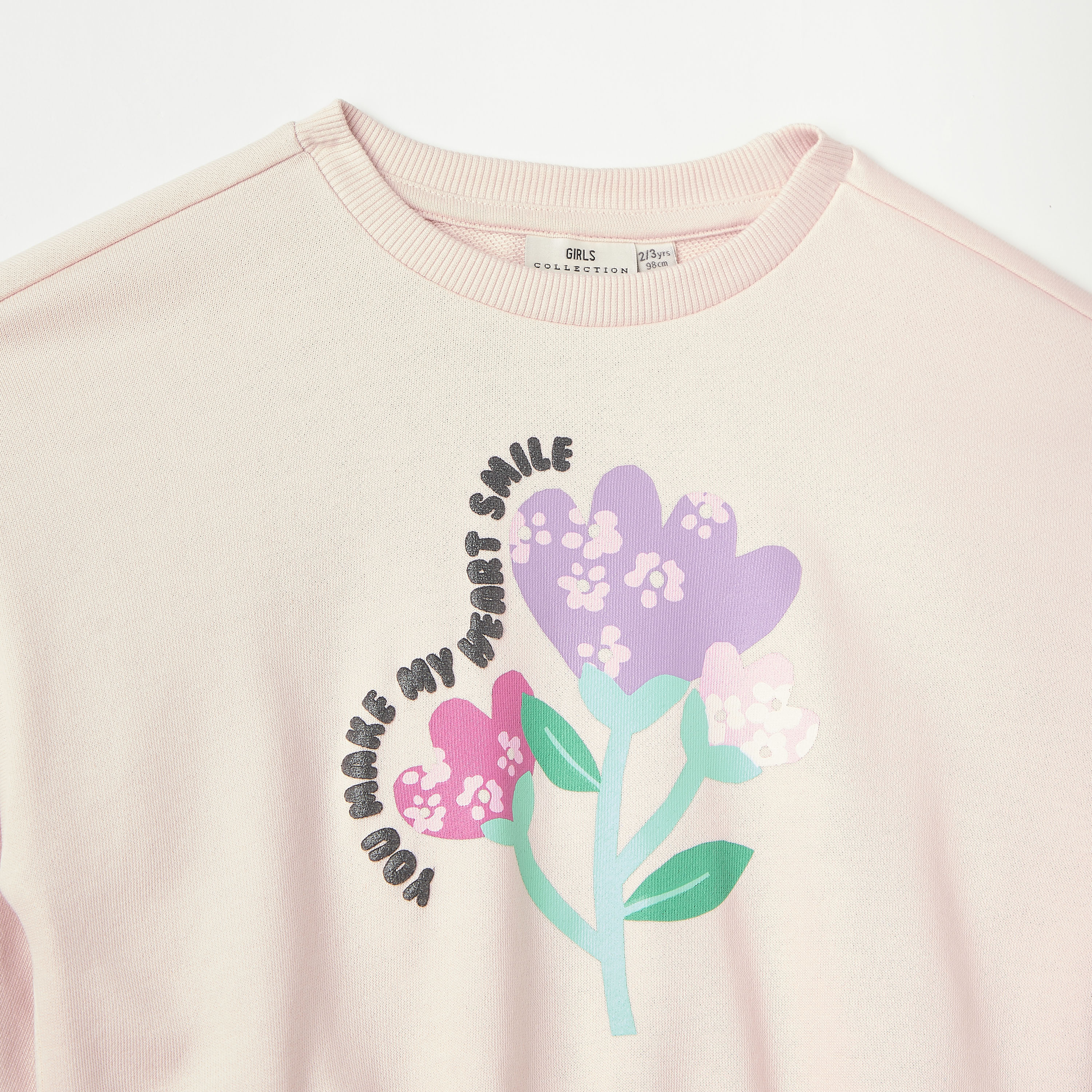 Juniors Heart Print Sweatshirt with Long Sleeves-girls-clothing-sweatshirts-image-3