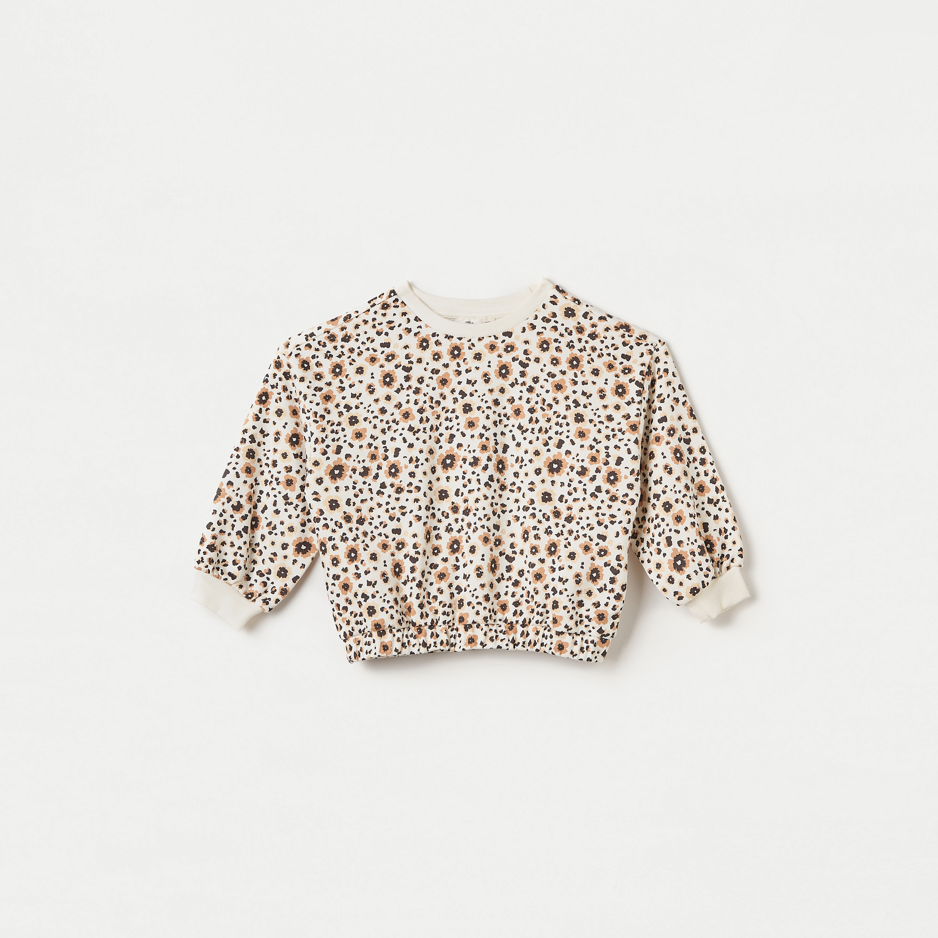 Juniors All-Over Floral Print Sweatshirt with Crew Neck-girls-clothing-sweatshirts-image-1