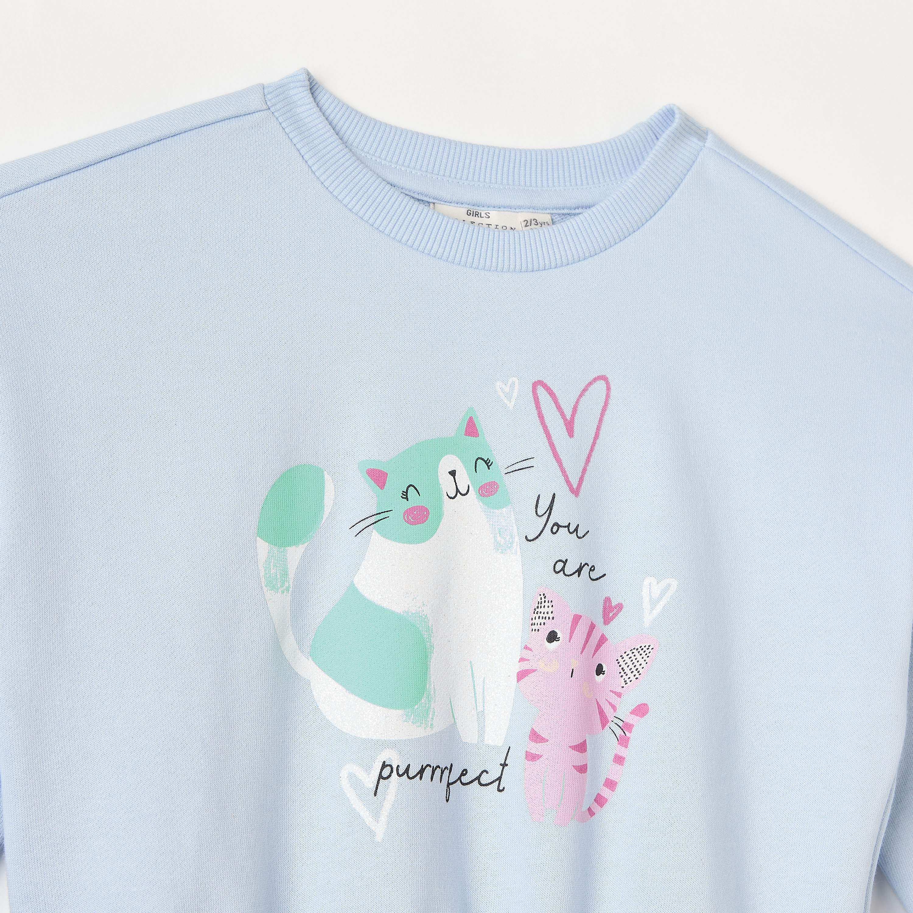 Juniors Heart Print Sweatshirt with Long Sleeves-baby-girls-clothing-sweatshirts-image-3
