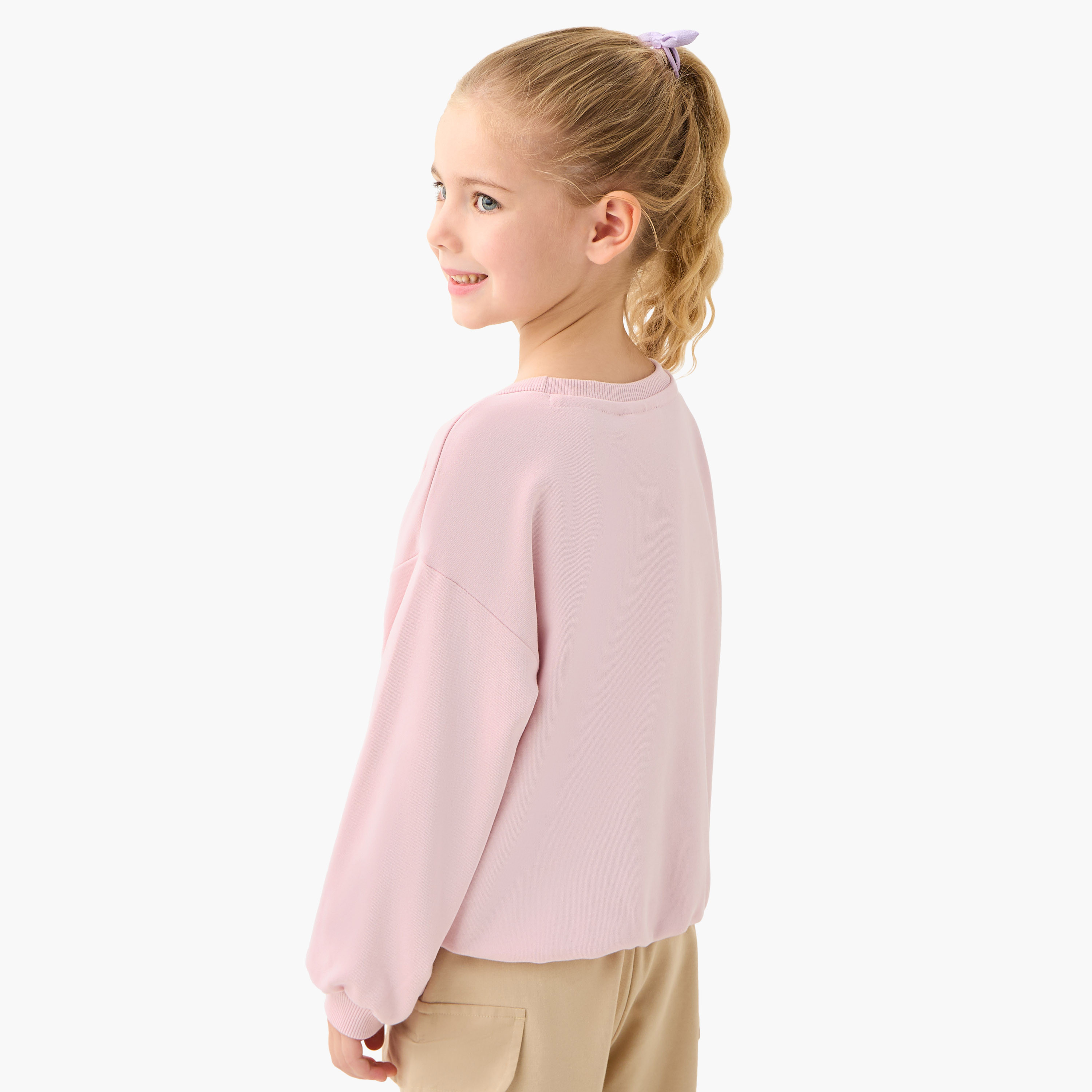 Juniors Graphic Print Crew Neck Sweatshirt with Long Sleeves-baby-girls-clothing-winterwear-sweatshirts-image-3