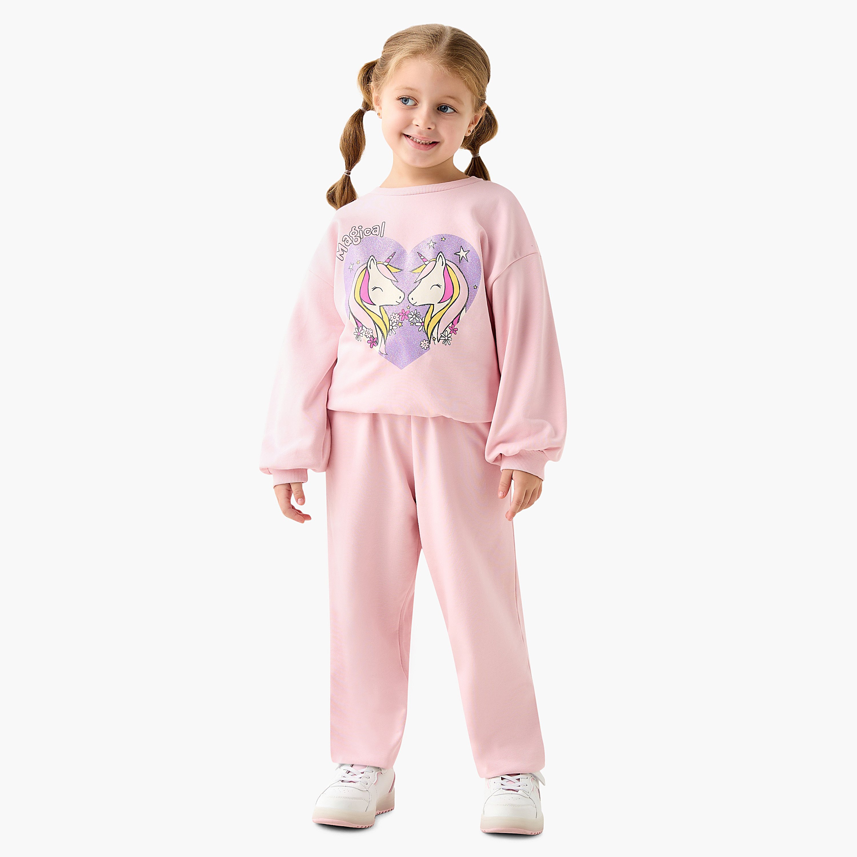 Juniors Unicorn Print Long Sleeves Sweatshirt and Joggers Set-girls-clothing-setsandcoords-image-1