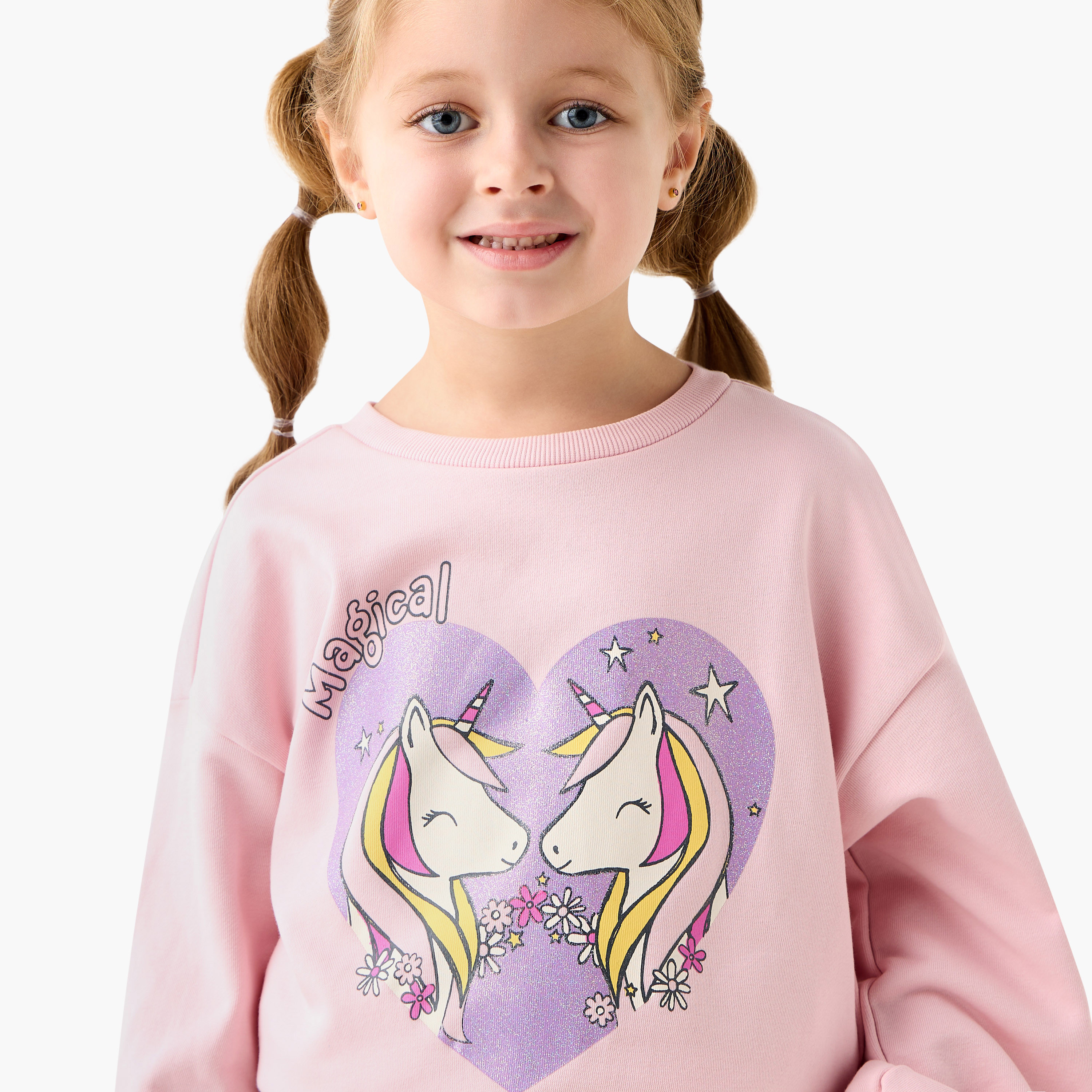 Juniors Unicorn Print Long Sleeves Sweatshirt and Joggers Set-girls-clothing-setsandcoords-image-5