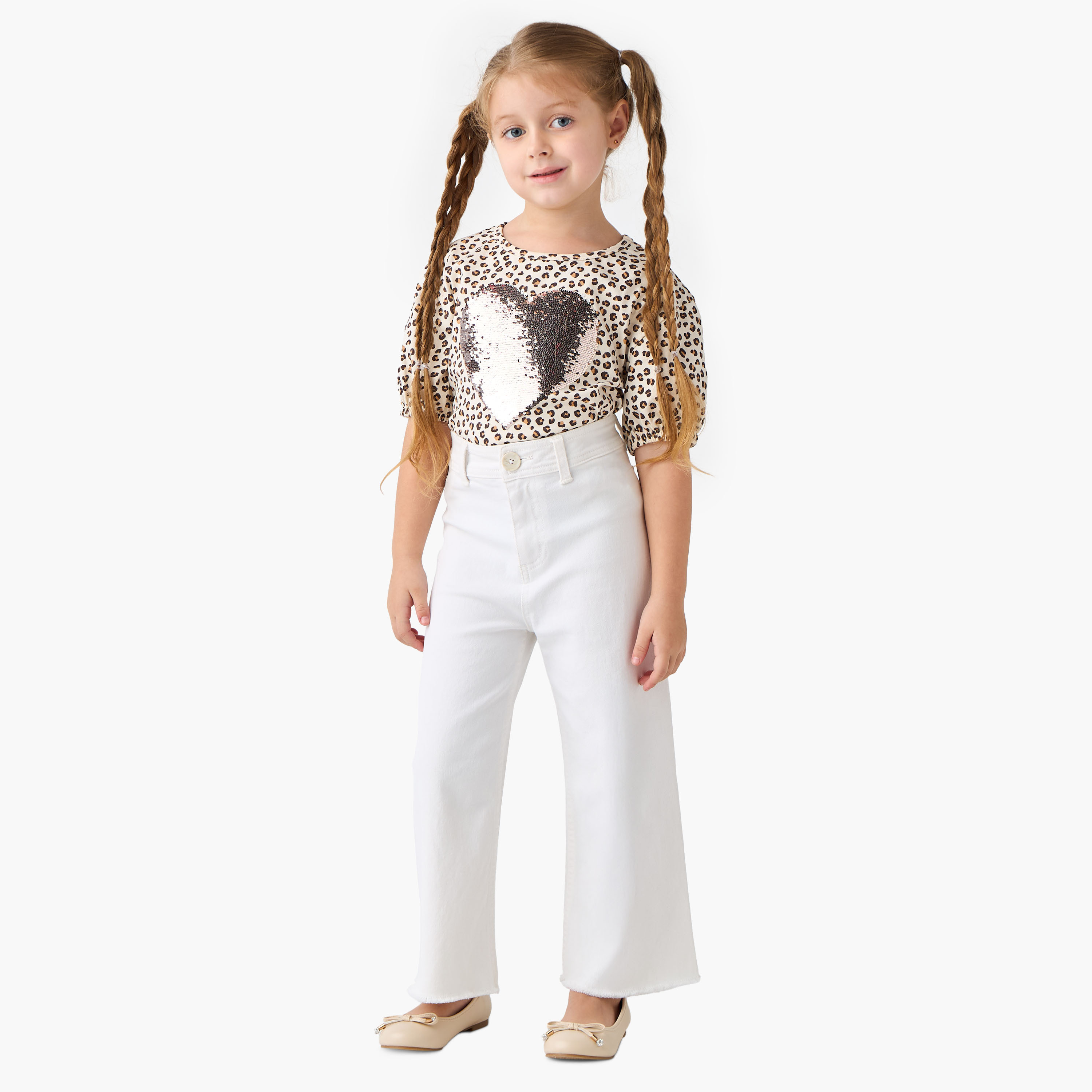 Juniors Crew Neck Short Sleeves T-shirt with Sequin Detail-girls-clothing-tshirts-image-2