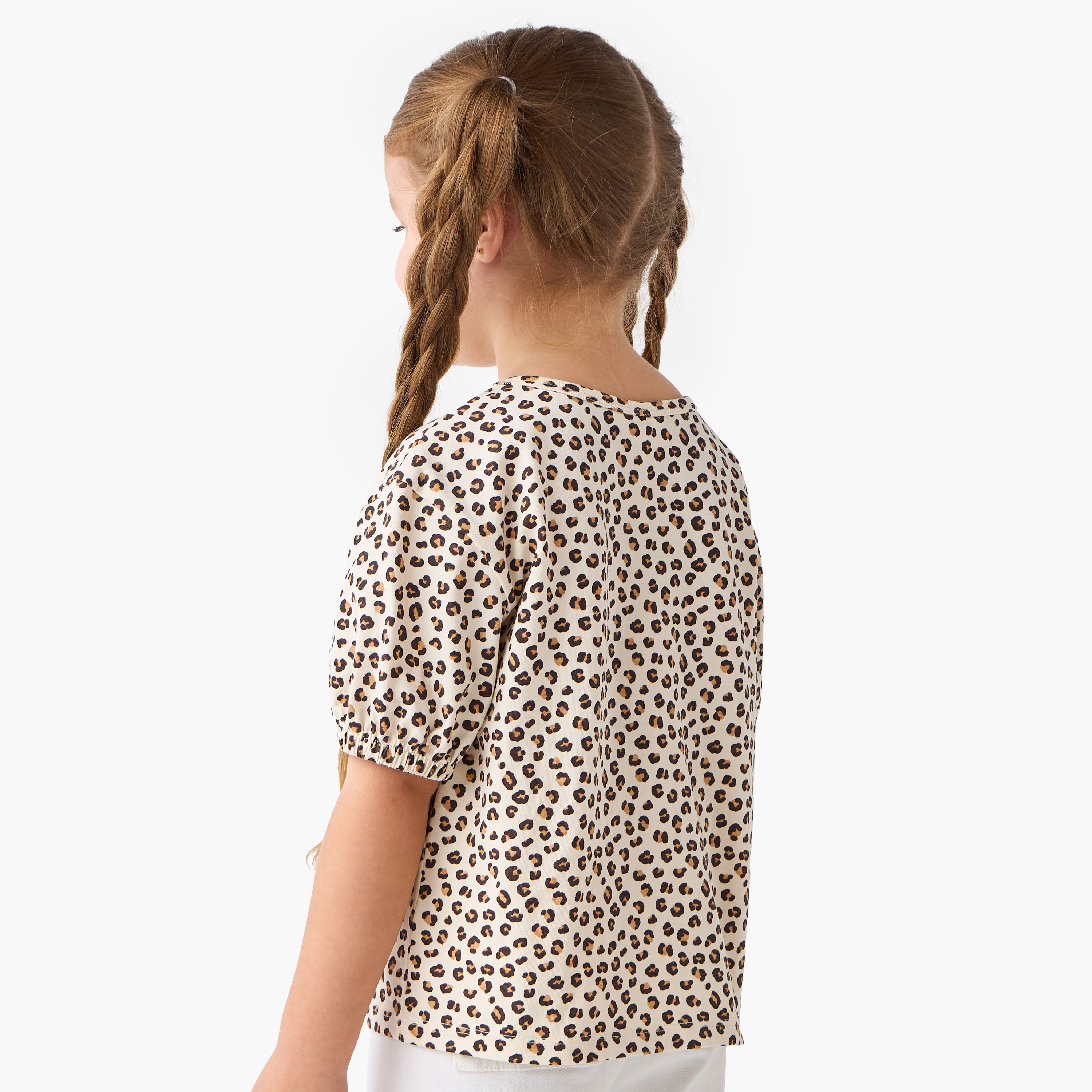 Juniors Crew Neck Short Sleeves T-shirt with Sequin Detail-girls-clothing-tshirts-image-3