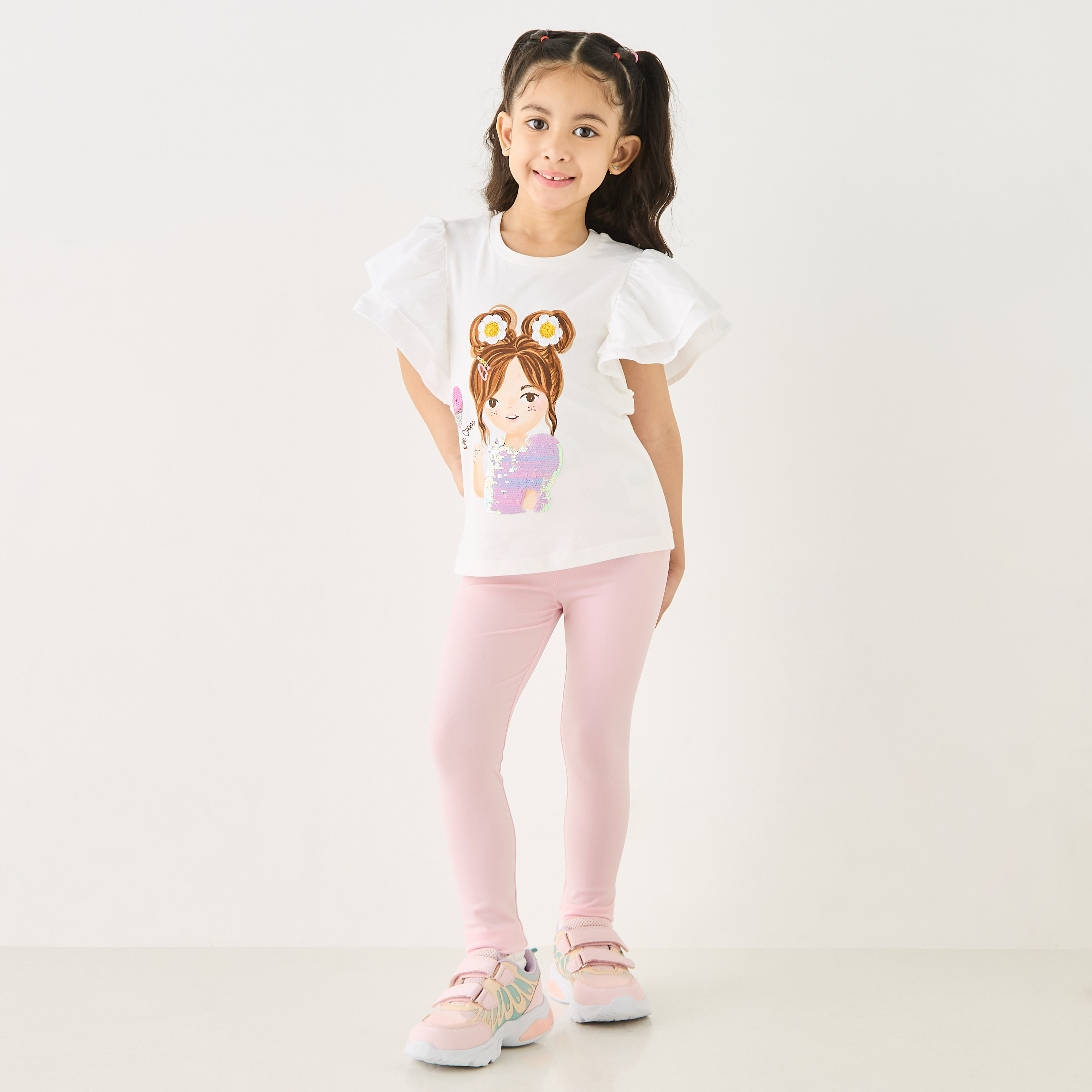 بنطلون ليقنز سادة بحزام خصر مطّاطي من جونيورز-baby-girls-clothing-bottoms-leggings-image-2