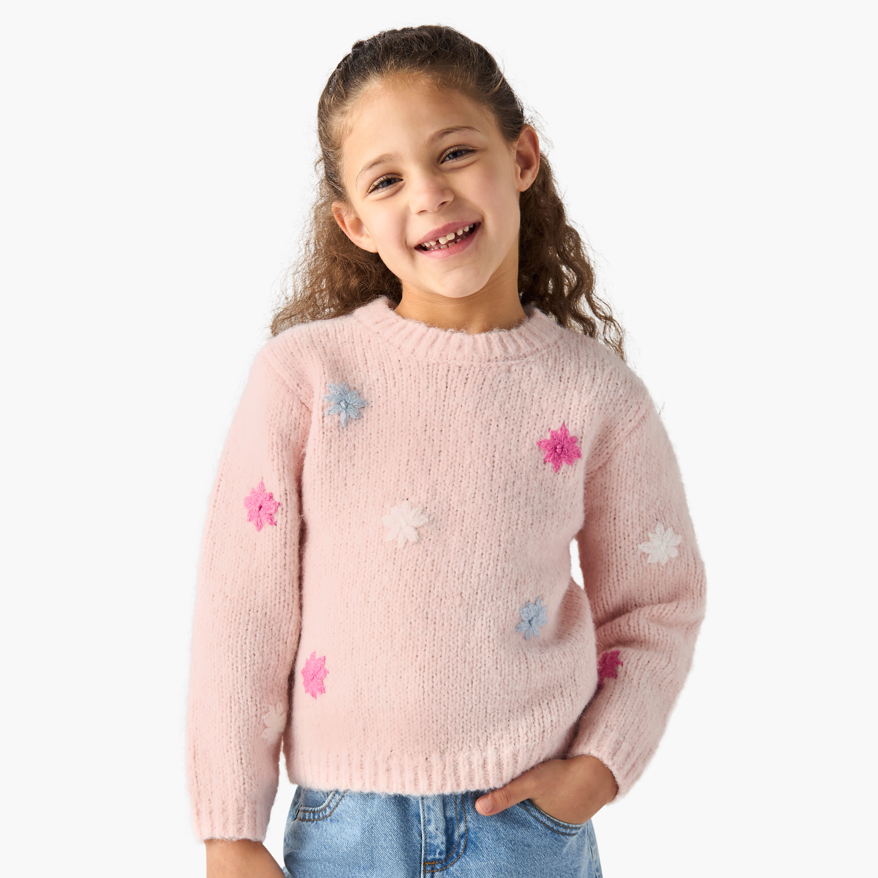 بلوفر بتطريز أزهار مع ياقة ضيقة من جونيورز-baby-girls-clothing-jumpersandcardigans-image-4