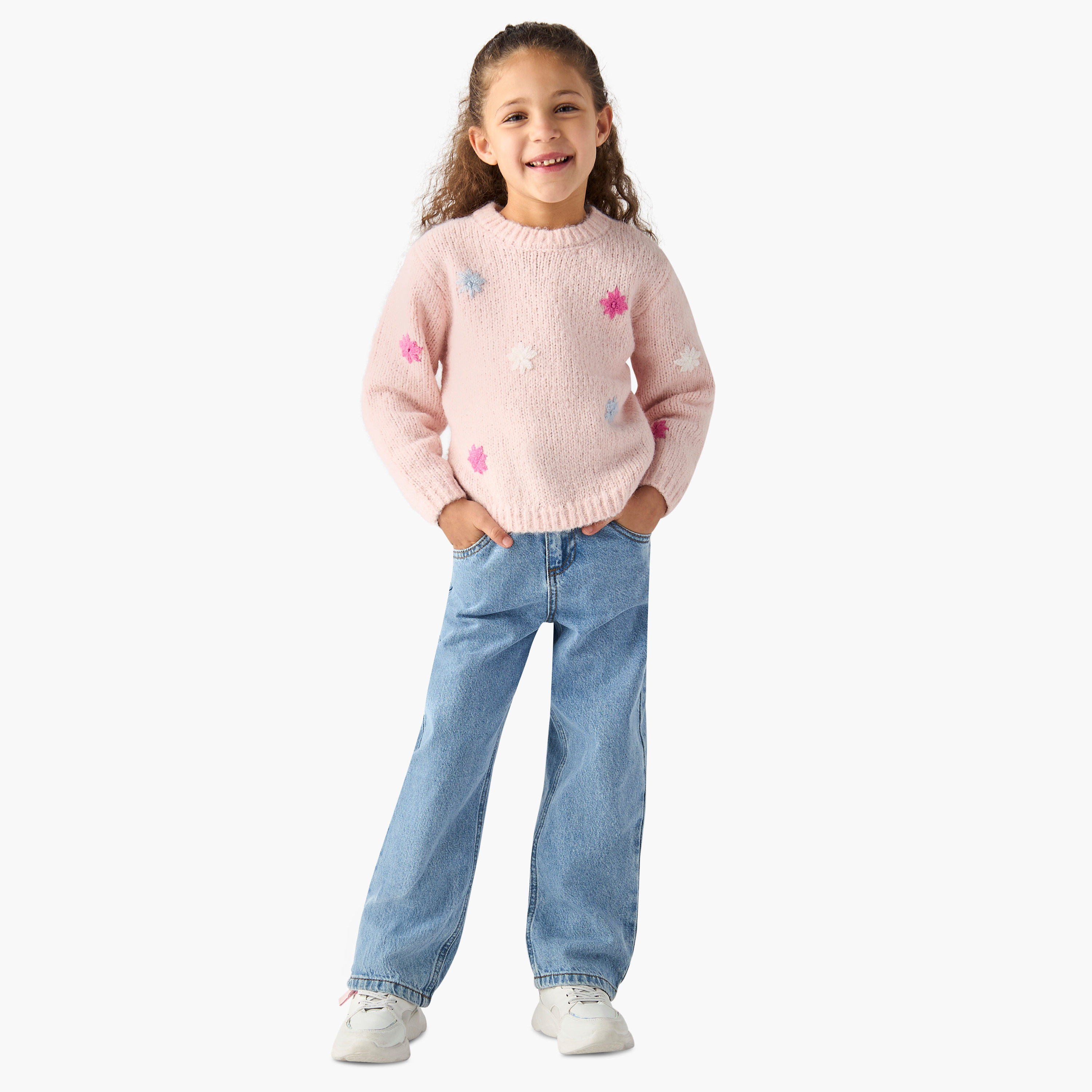 بلوفر بتطريز أزهار مع ياقة ضيقة من جونيورز-baby-girls-clothing-jumpersandcardigans-image-3