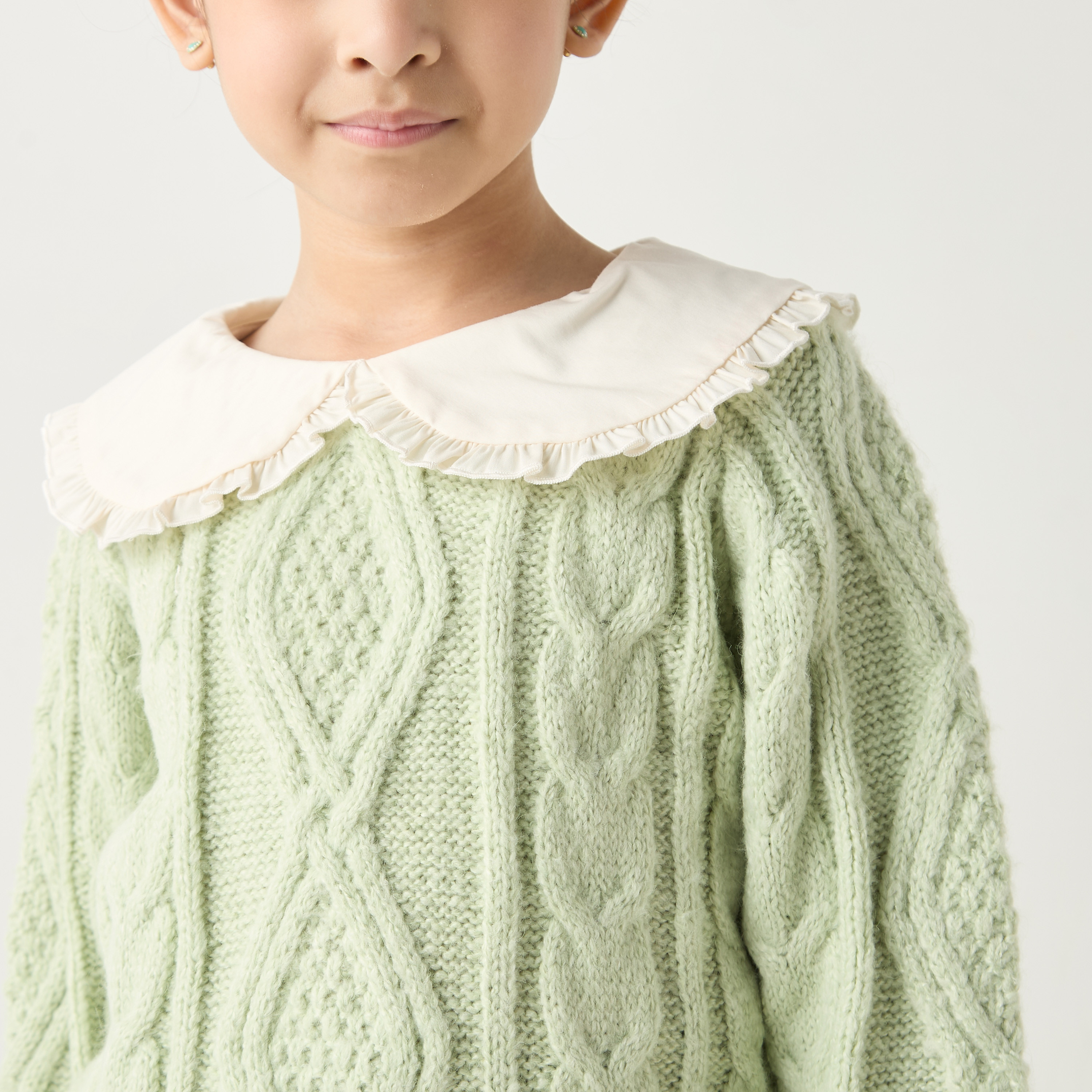 Juniors Textured Pullover with Long Sleeves and Peter Pan Collar-girls-clothing-jumpersandcardigans-image-4