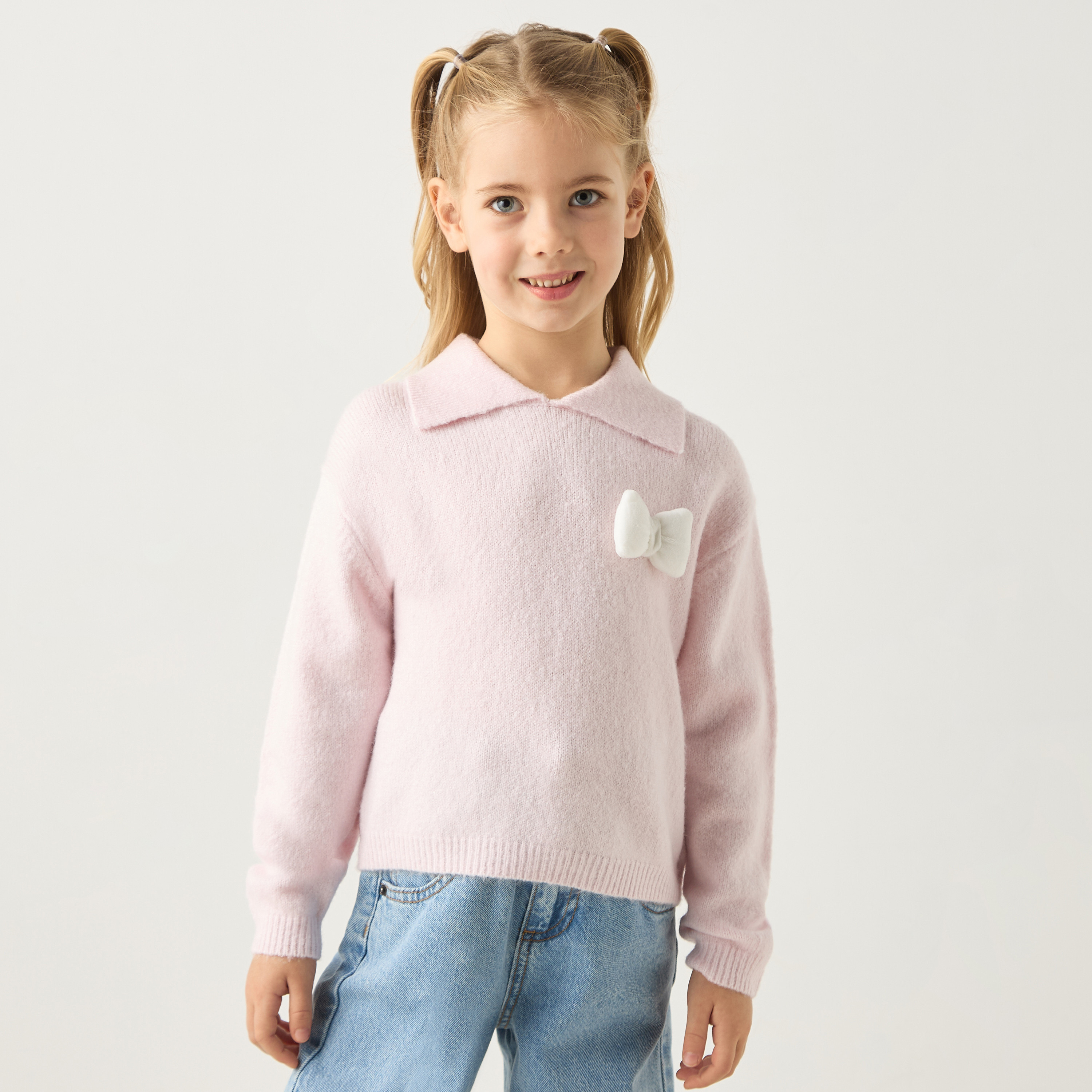 Juniors Bow Accent Pullover with Long Sleeves-girls-clothing-jumpersandcardigans-image-1