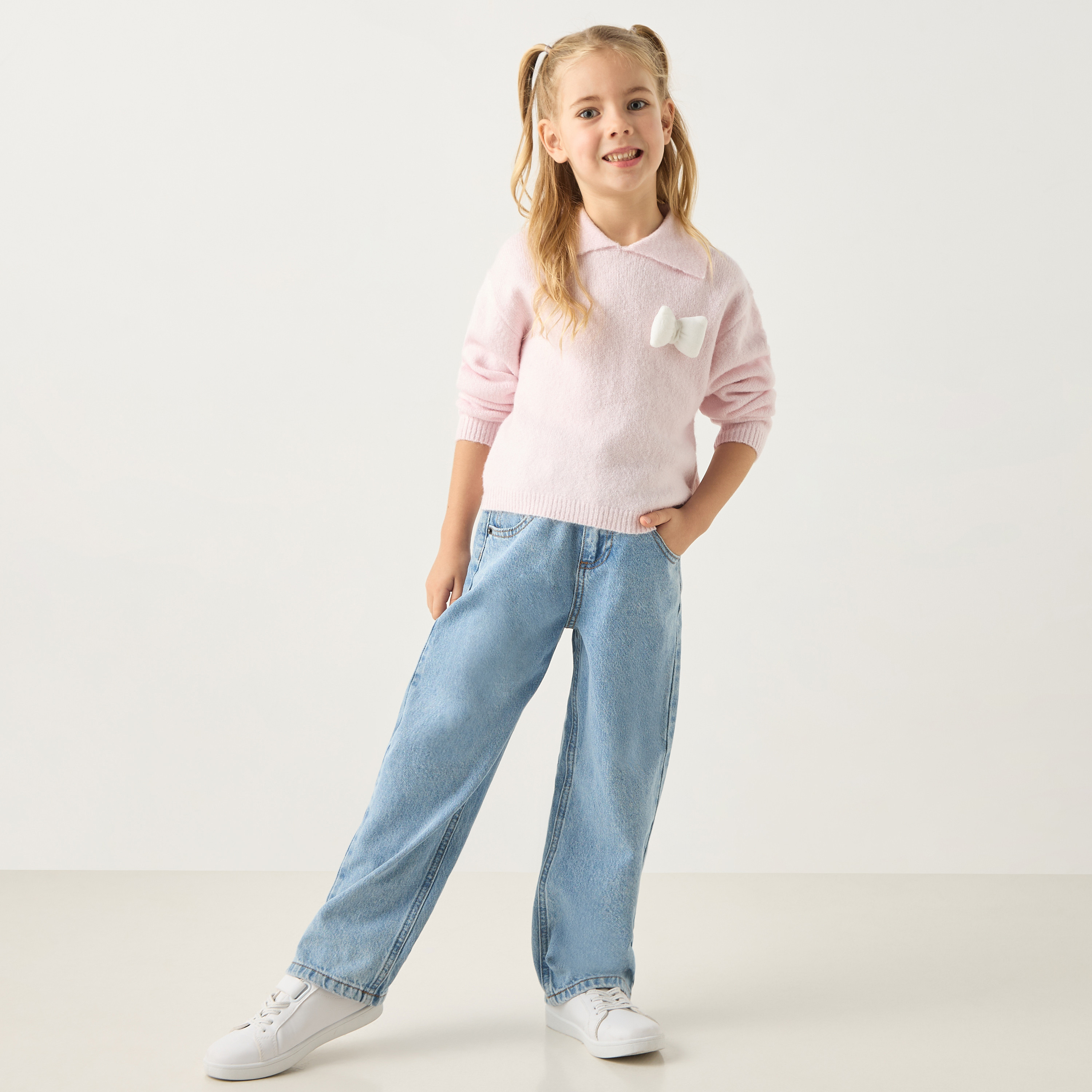 Juniors Bow Accent Pullover with Long Sleeves-girls-clothing-jumpersandcardigans-image-2