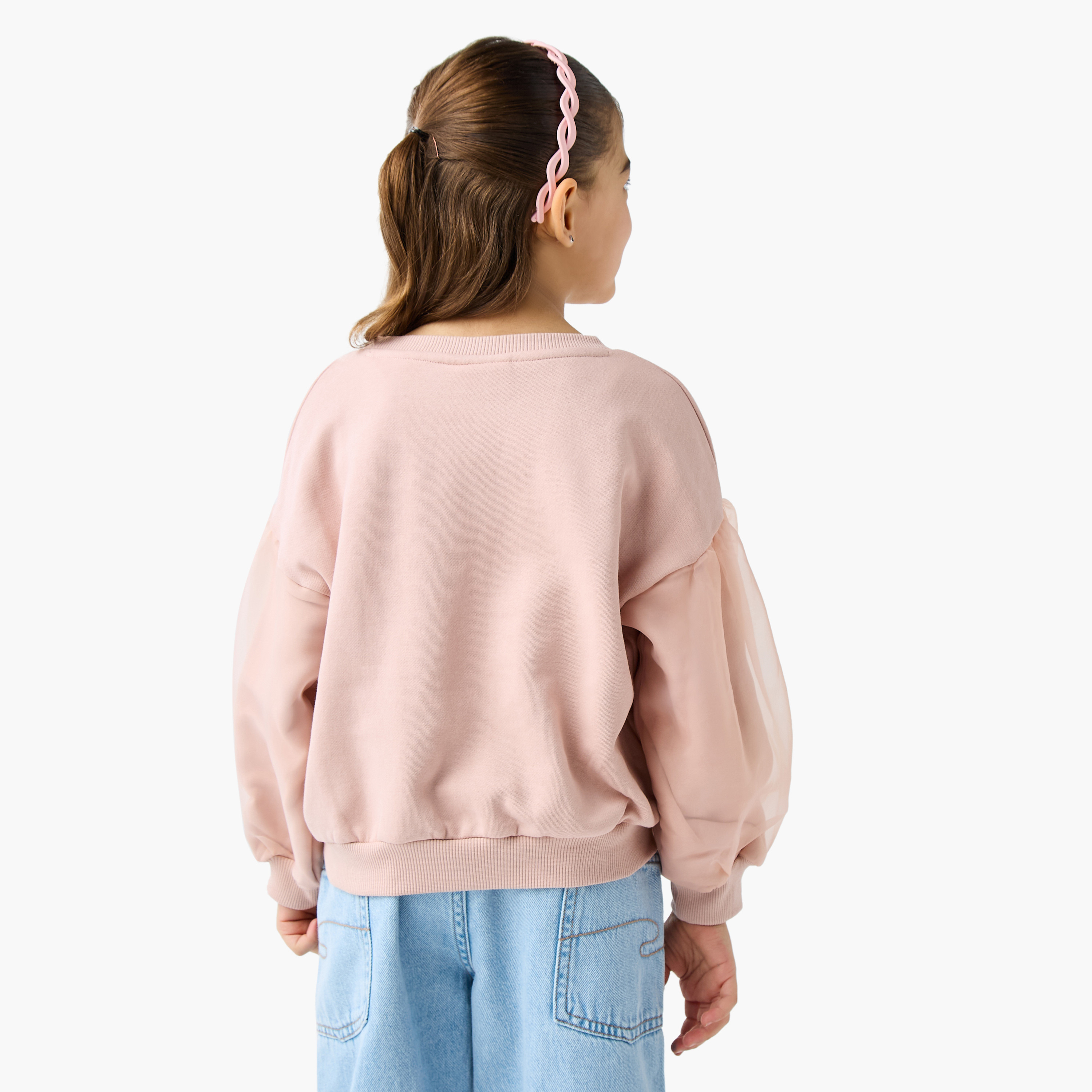 Juniors Heart Embellished Sweatshirt with Long Sleeves-baby-girls-clothing-sweatshirts-image-3