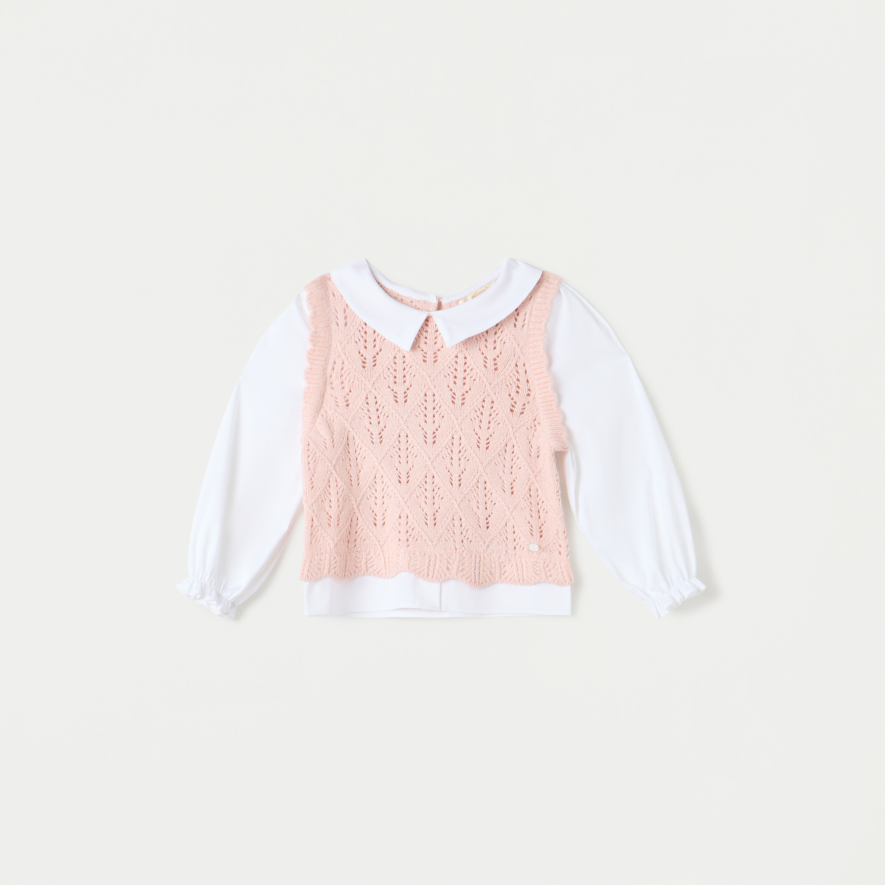 بلوزة توفير بارزة الملمس بياقة عادية وأكمام طويلة من إليجو-cpbaby-clothing-girls-tops-blouses-image-1