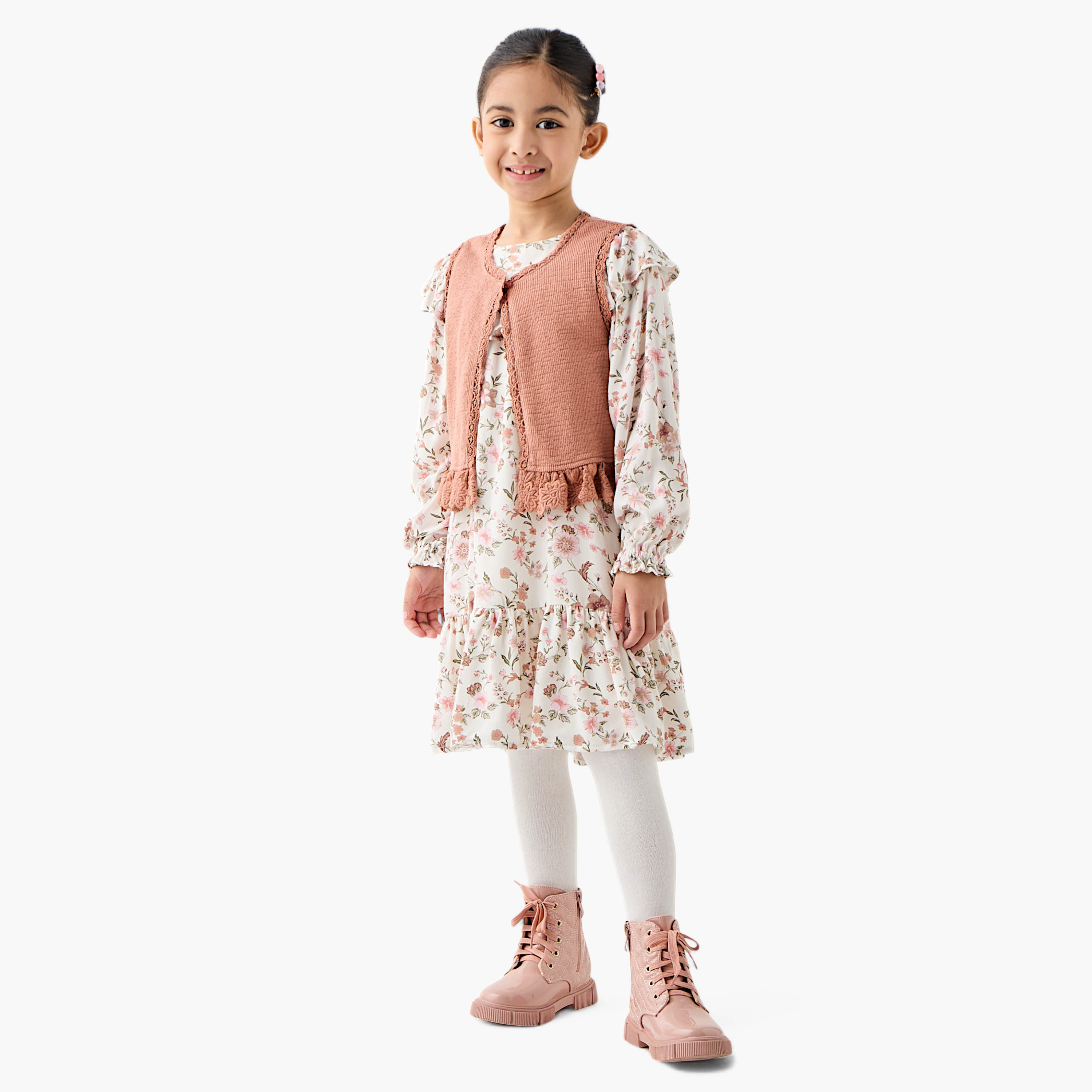 فستان بطبعات أزهار مع كارديجان وجورب من إليجو-girls-clothing-dressesandjumpsuits-image-1