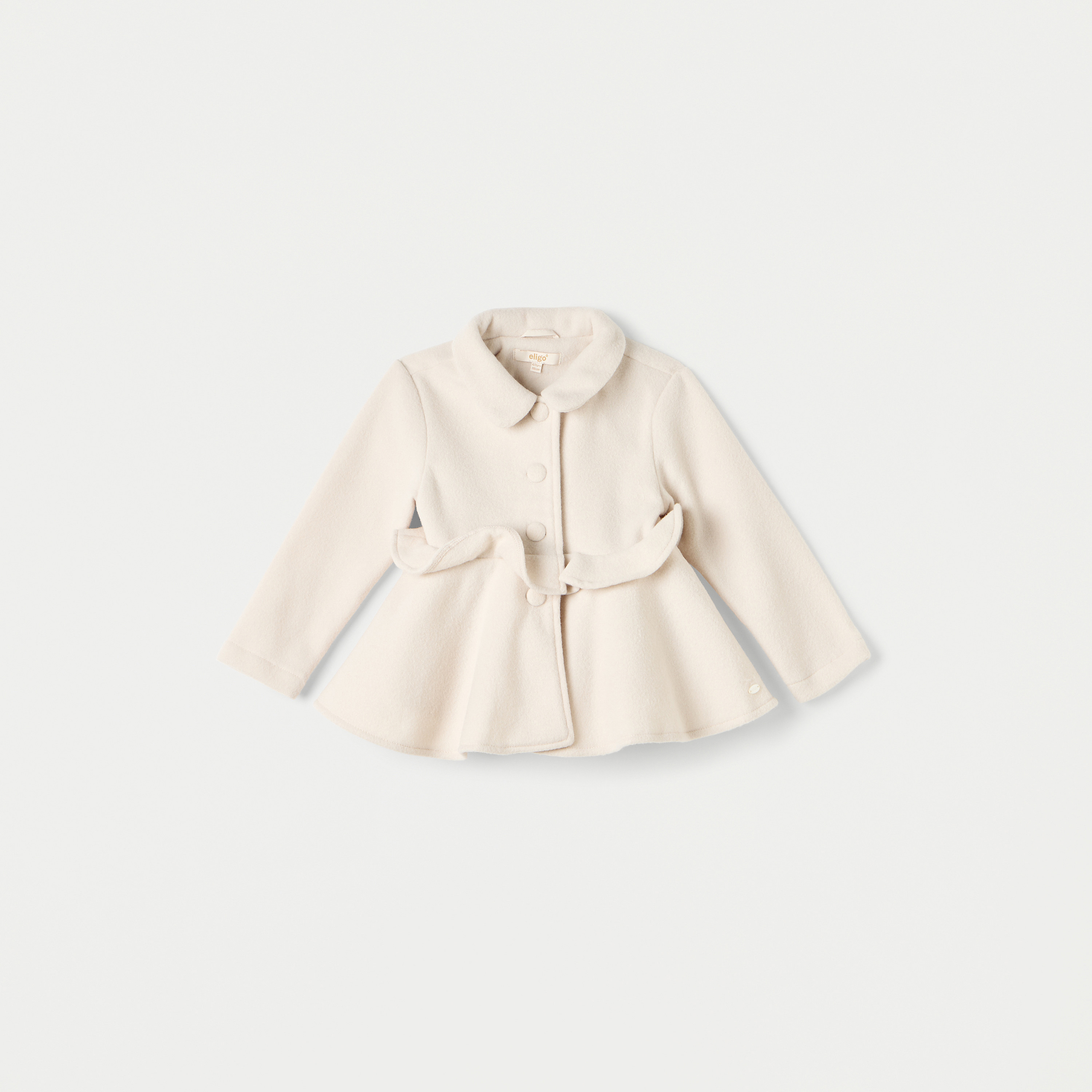 جاكيت بارز الملمس بتفاصيل كشكش وأكمام طويلة وأزرار من إليجو-baby-girls-clothing-winterwear-jacketsandcoats-image-1