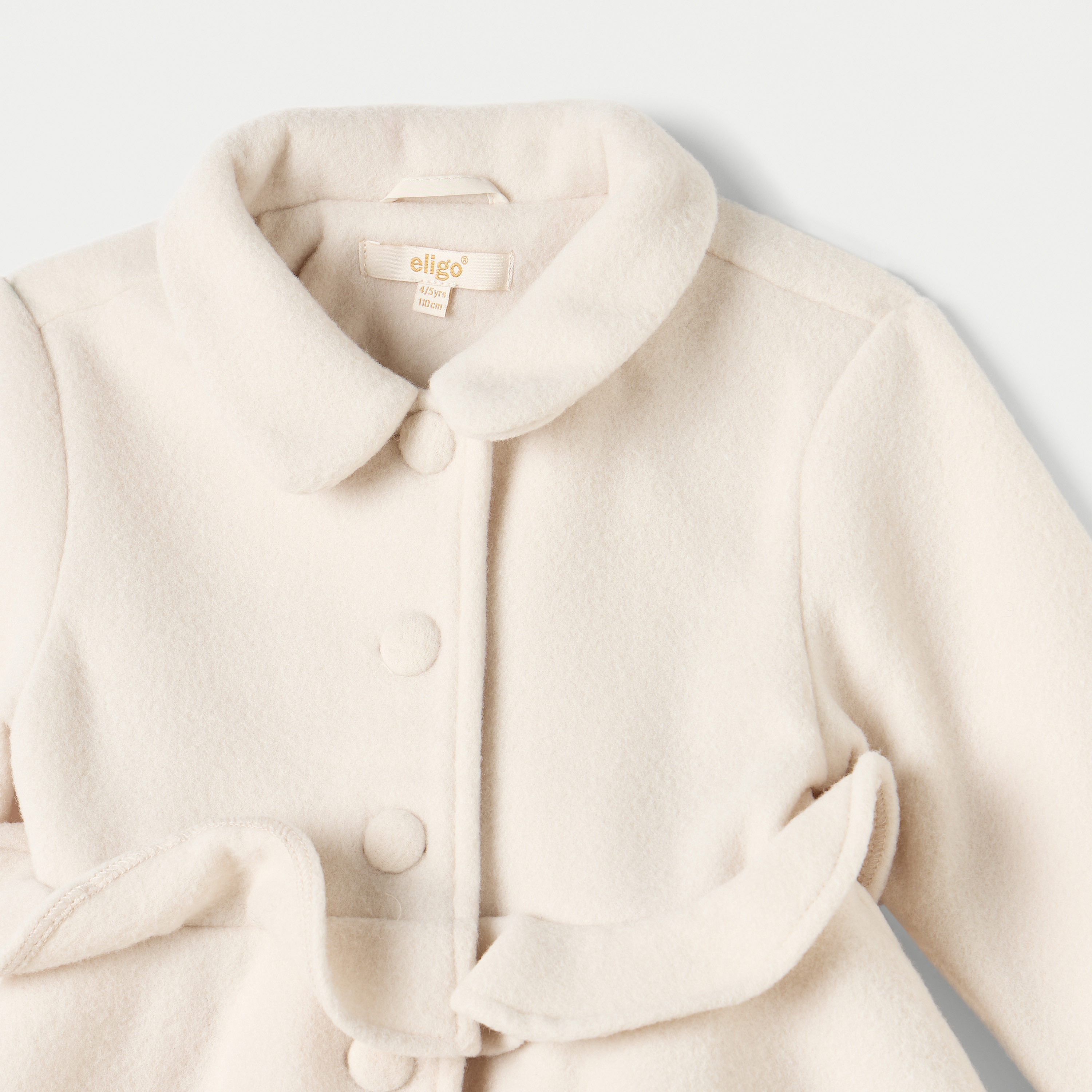 جاكيت بارز الملمس بتفاصيل كشكش وأكمام طويلة وأزرار من إليجو-baby-girls-clothing-winterwear-jacketsandcoats-image-3
