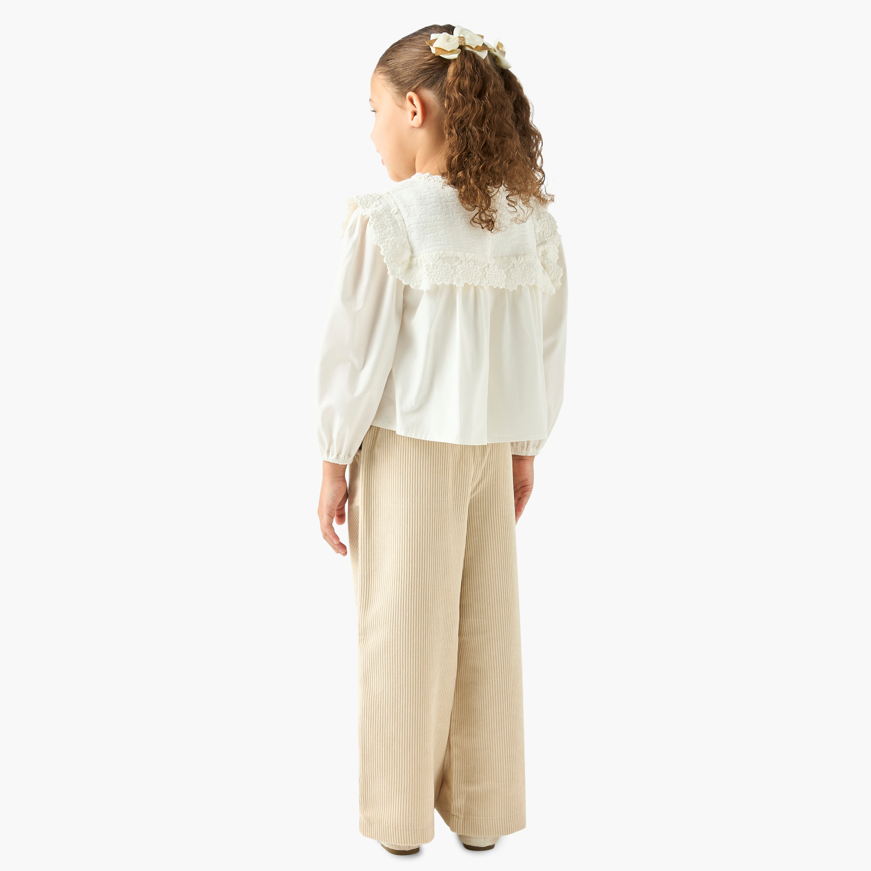 Eligo Lace Detail Crew Neck Top and Ribbed Pants Set-baby-girls-clothing-setsandcoords-image-4