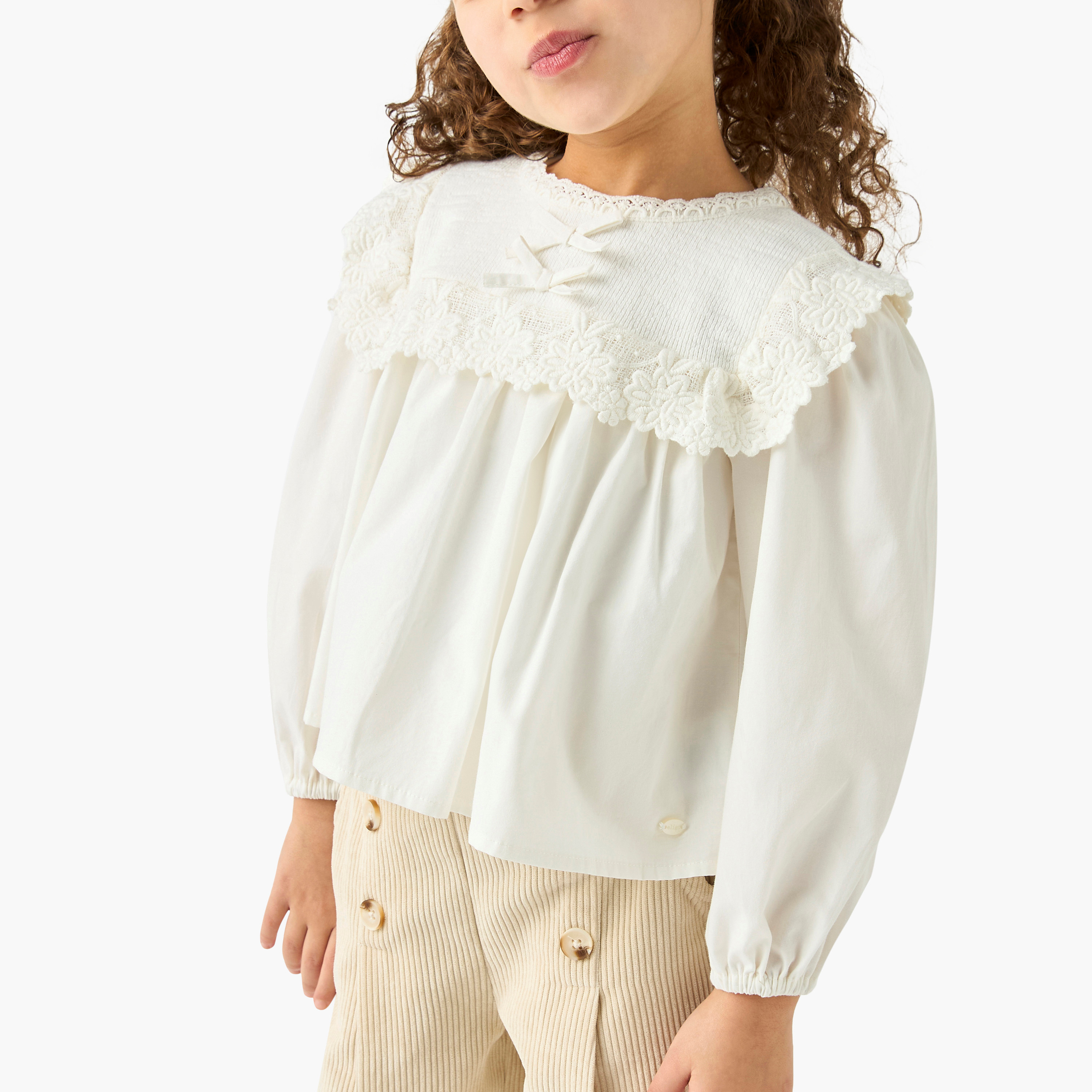 Eligo Lace Detail Crew Neck Top and Ribbed Pants Set-baby-girls-clothing-setsandcoords-image-5