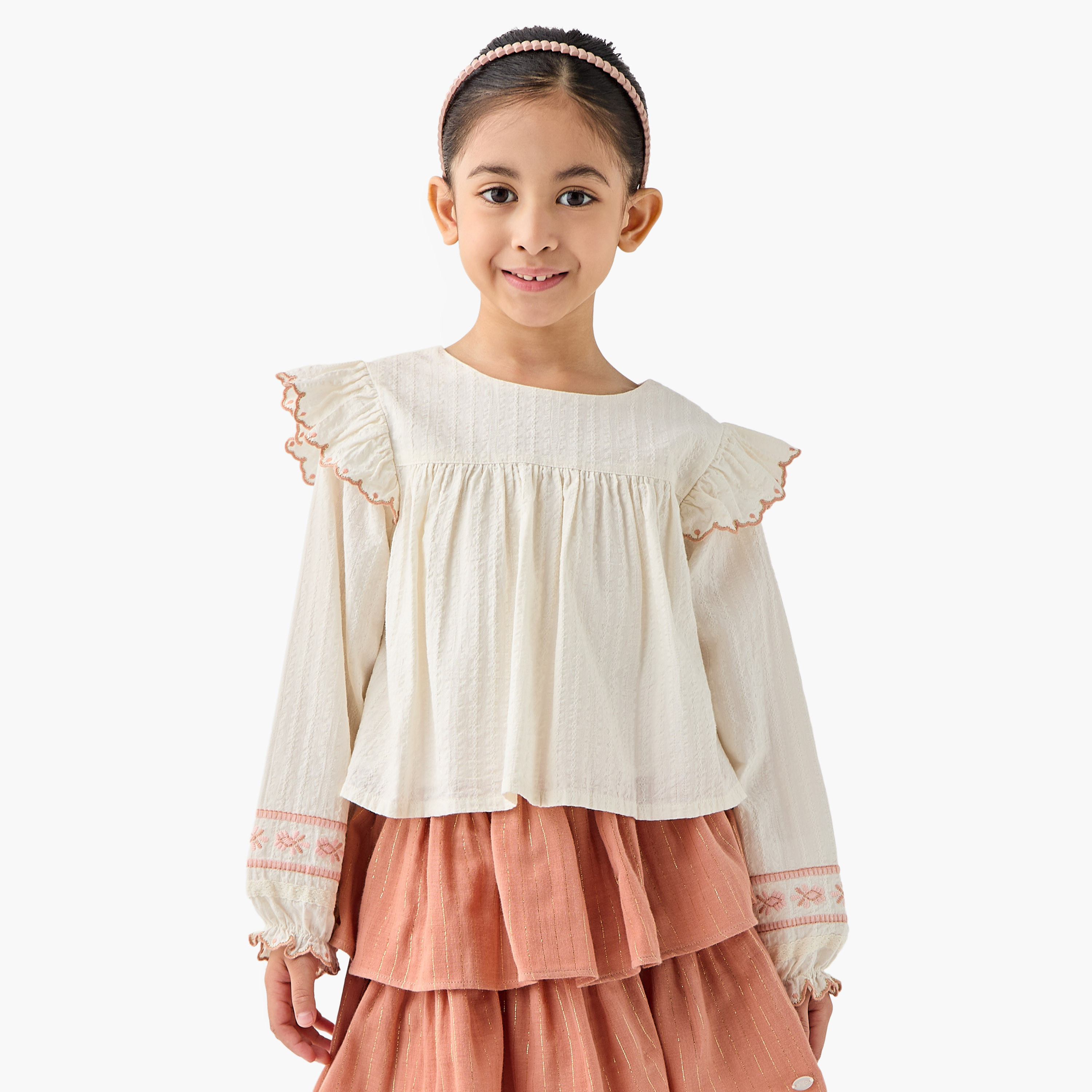 Eligo Embroidered Crew Neck Top and Skirt Set-baby-girls-clothing-setsandcoords-image-2
