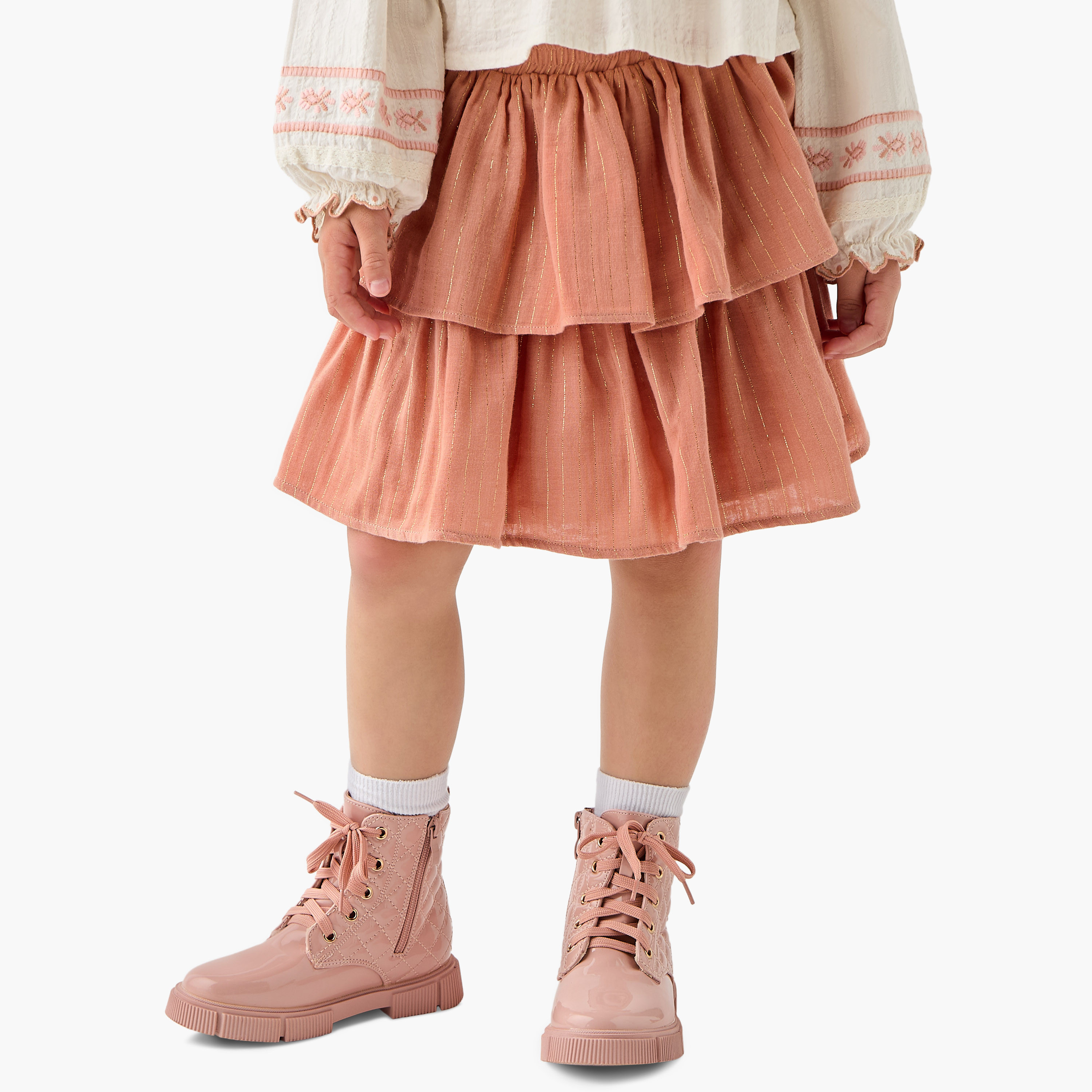 Eligo Embroidered Crew Neck Top and Skirt Set-baby-girls-clothing-setsandcoords-image-3