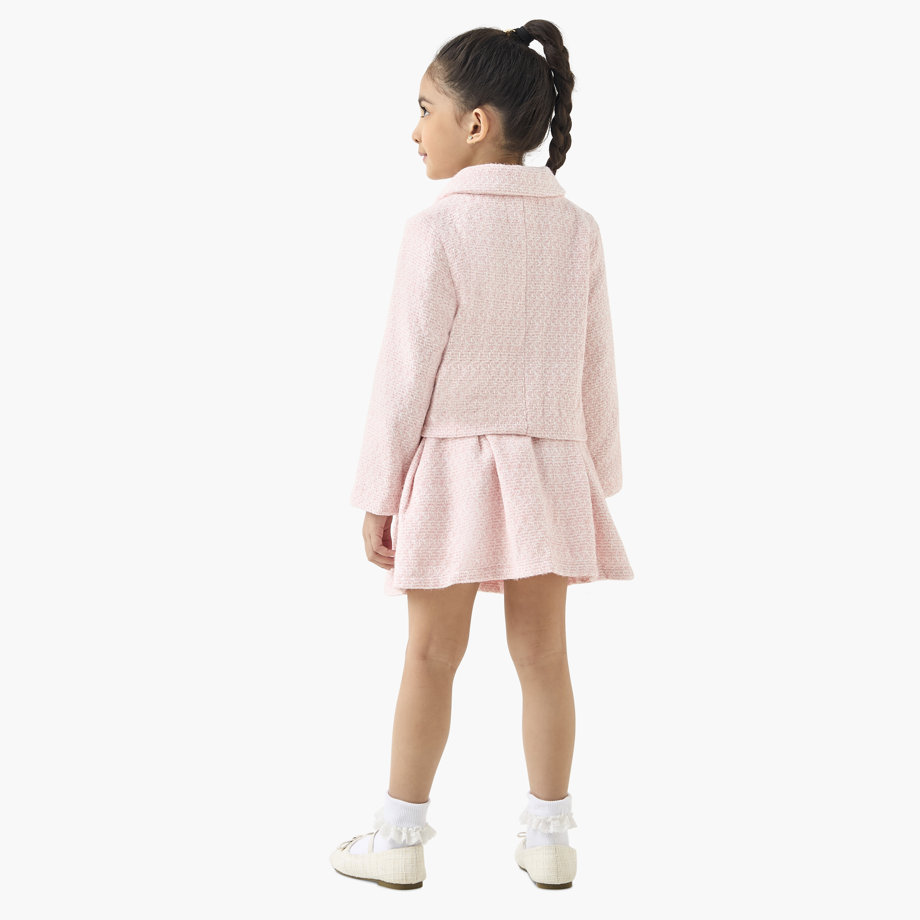 طقم تنورة وجاكيت بارزة الملمس بياقة بيتر بان من إليجو-baby-girls-clothing-setsandcoords-image-3