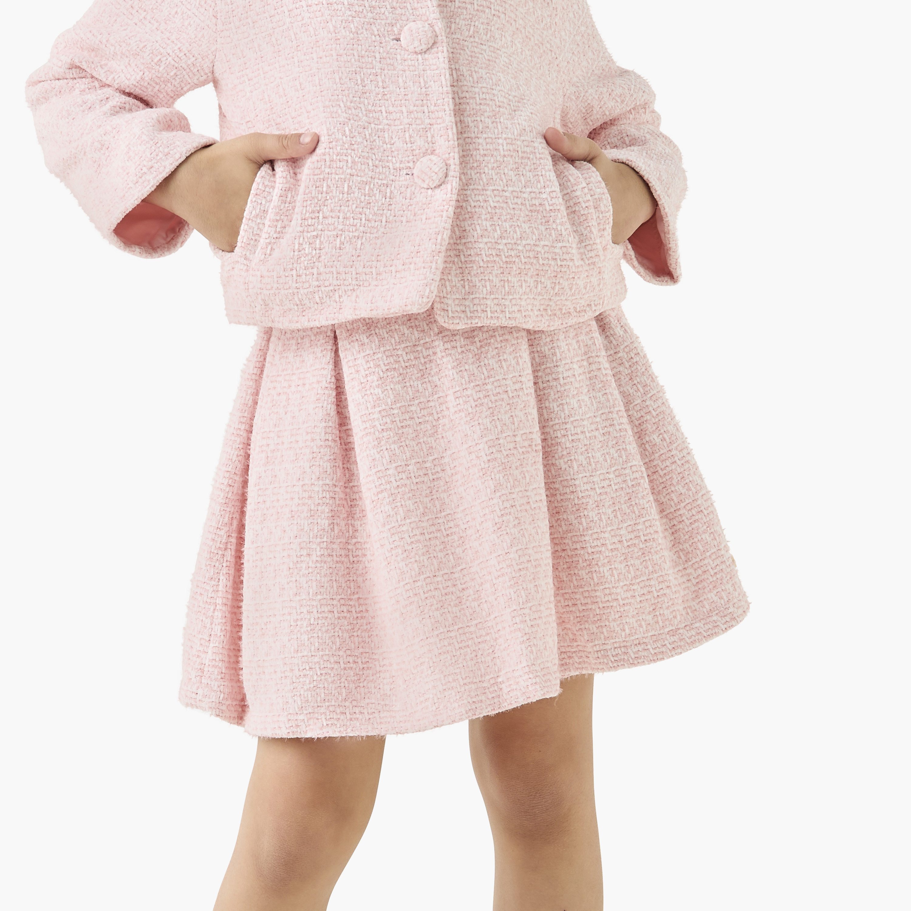 طقم تنورة وجاكيت بارزة الملمس بياقة بيتر بان من إليجو-baby-girls-clothing-setsandcoords-image-4