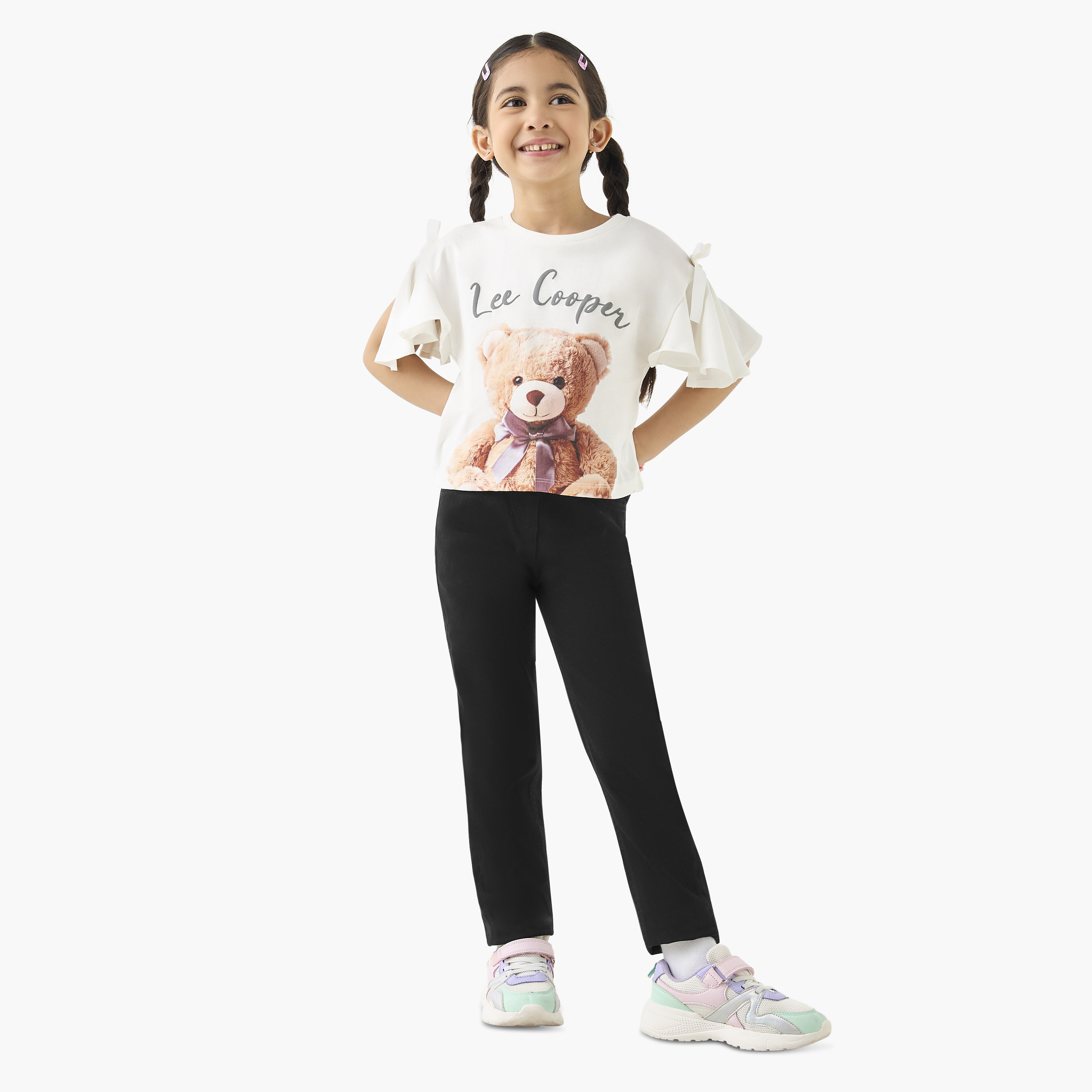 Lee Cooper Graphic Print T-shirt with Split Sleeves-girls-clothing-tshirts-image-2