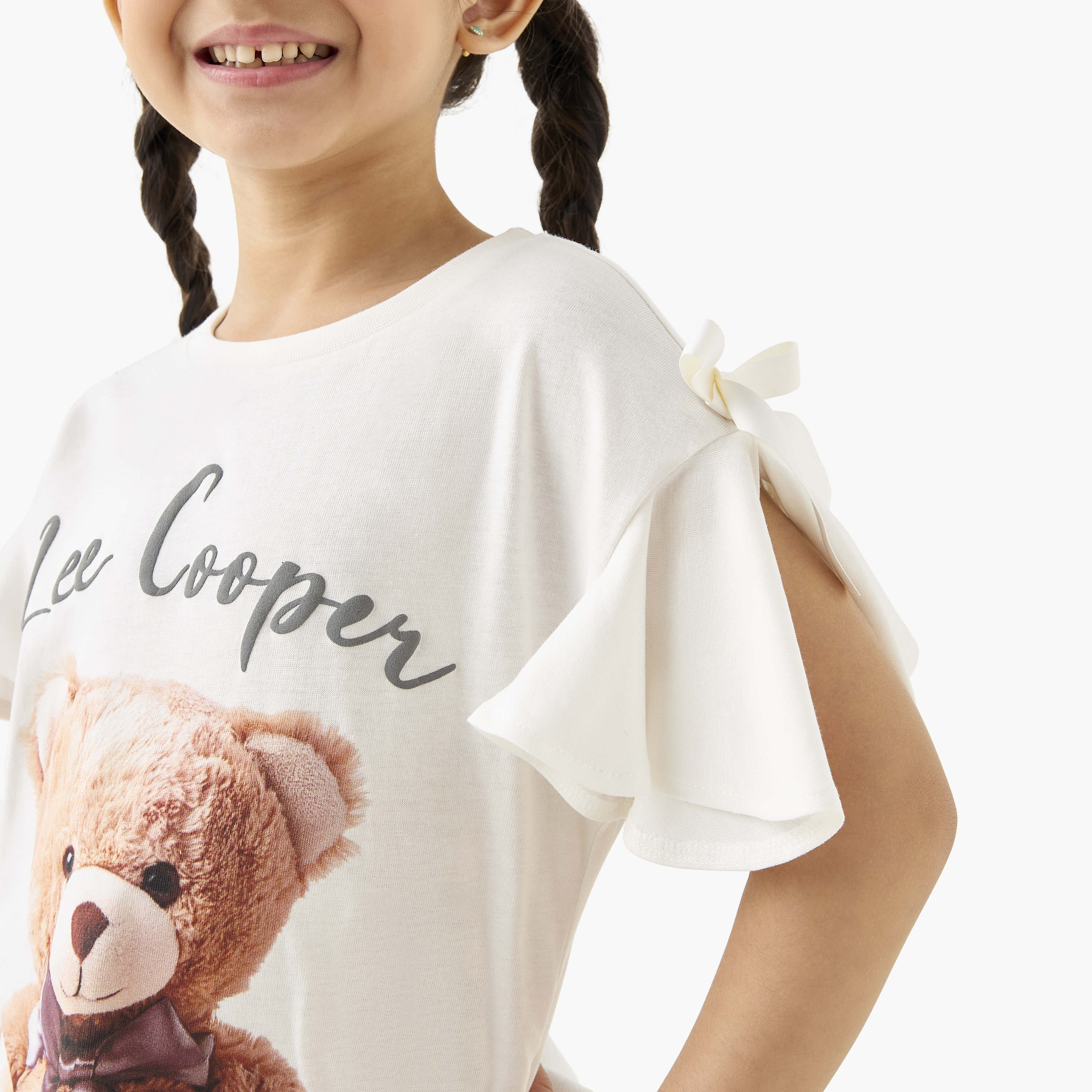 Lee Cooper Graphic Print T-shirt with Split Sleeves-girls-clothing-tshirts-image-4