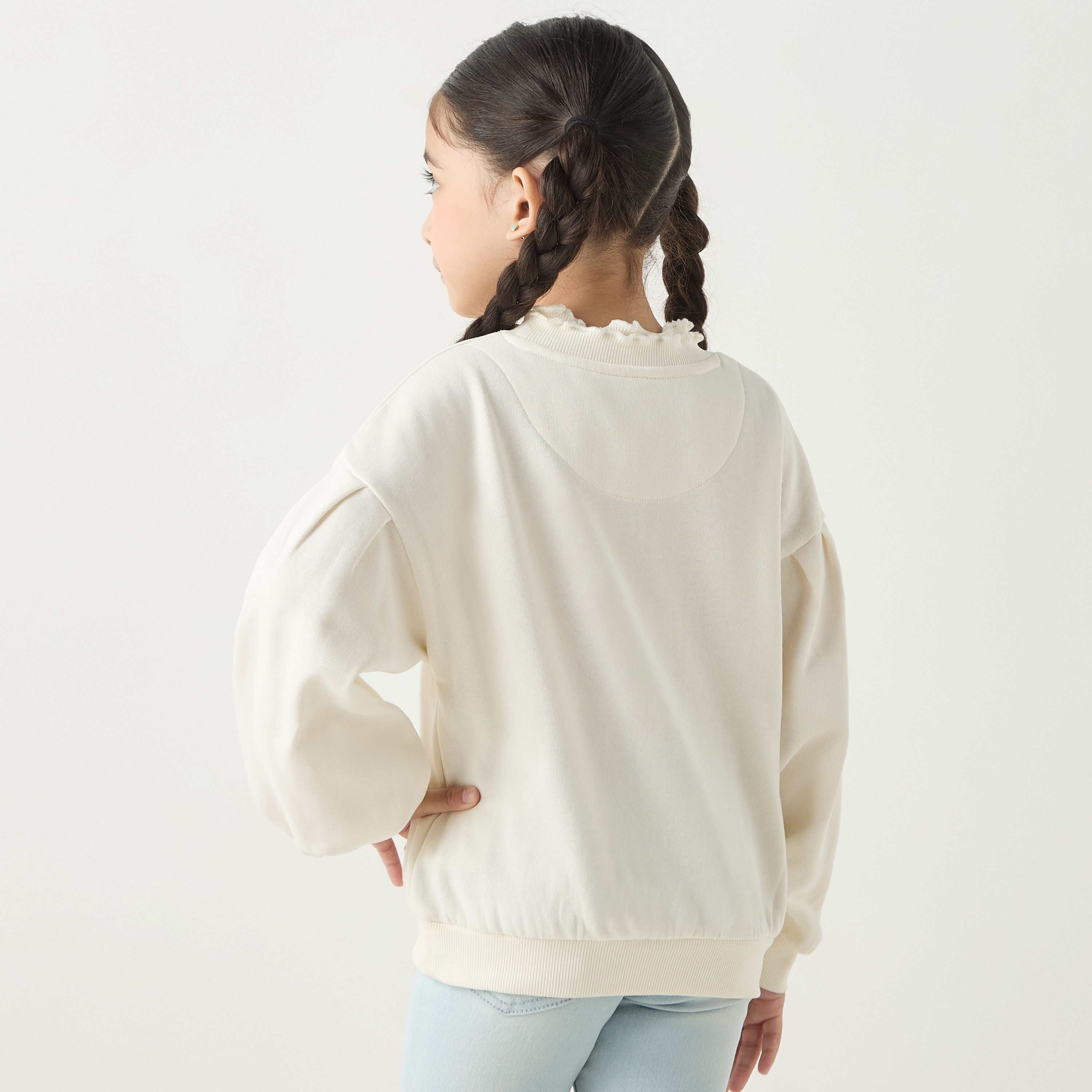 Lee Cooper Cat Print Sweatshirt with Volume Sleeves-girls-clothing-sweatshirts-image-3