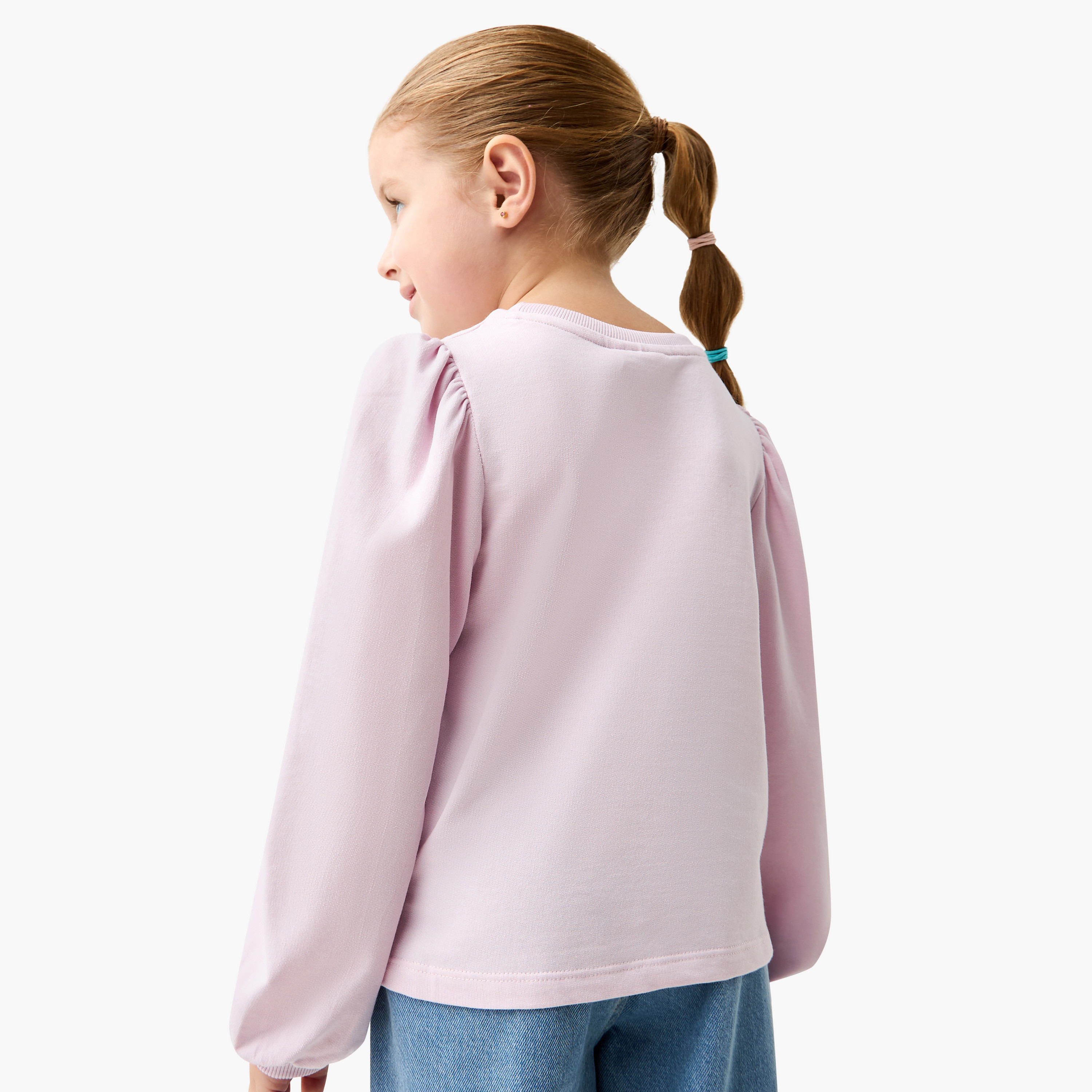 Sanrio Hello Kitty Glitter Print T-shirt with Long Puff Sleeves-girls-clothing-tshirts-image-3