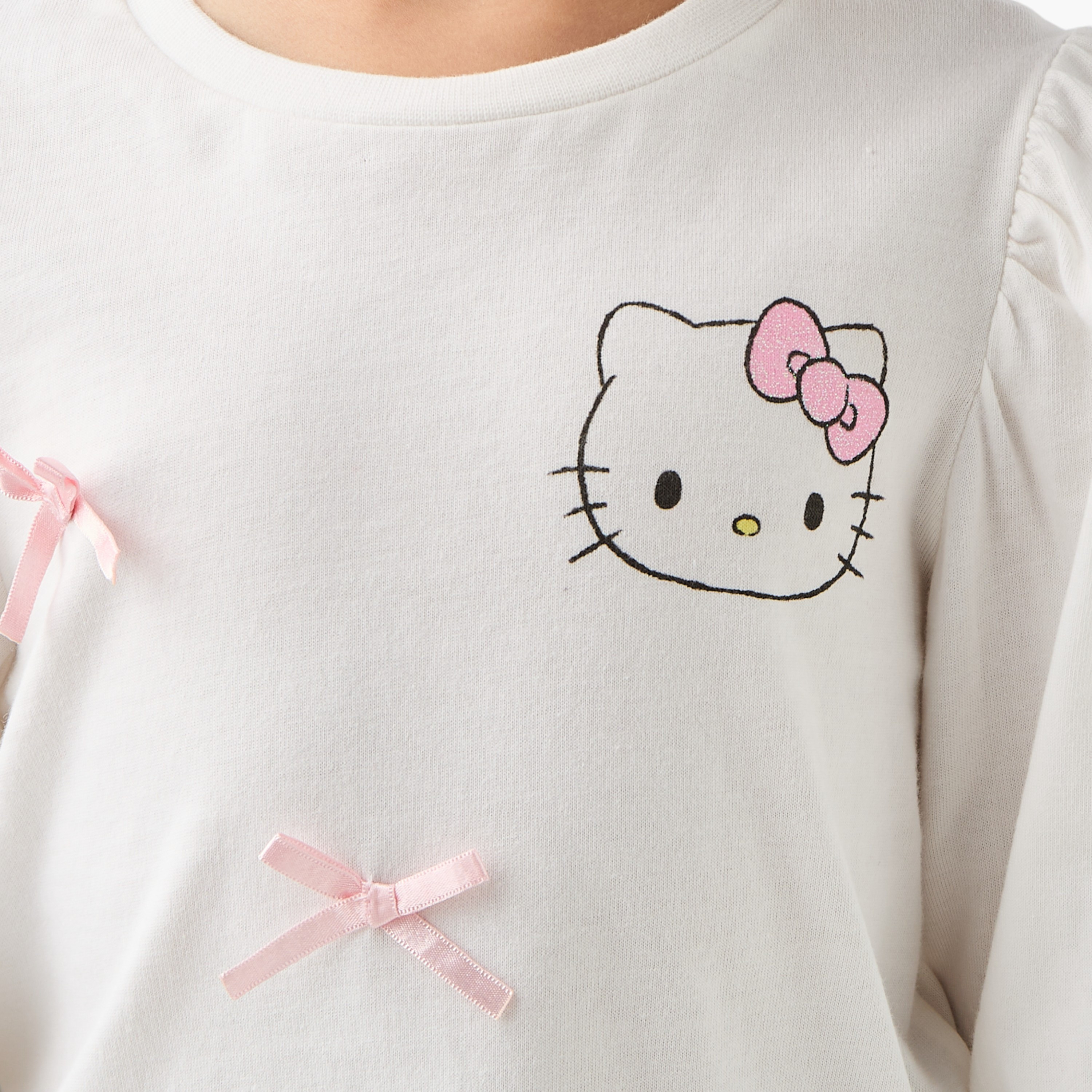 Sanrio Hello Kitty Print T-shirt with Long Sleeves-girls-clothing-tshirts-image-4