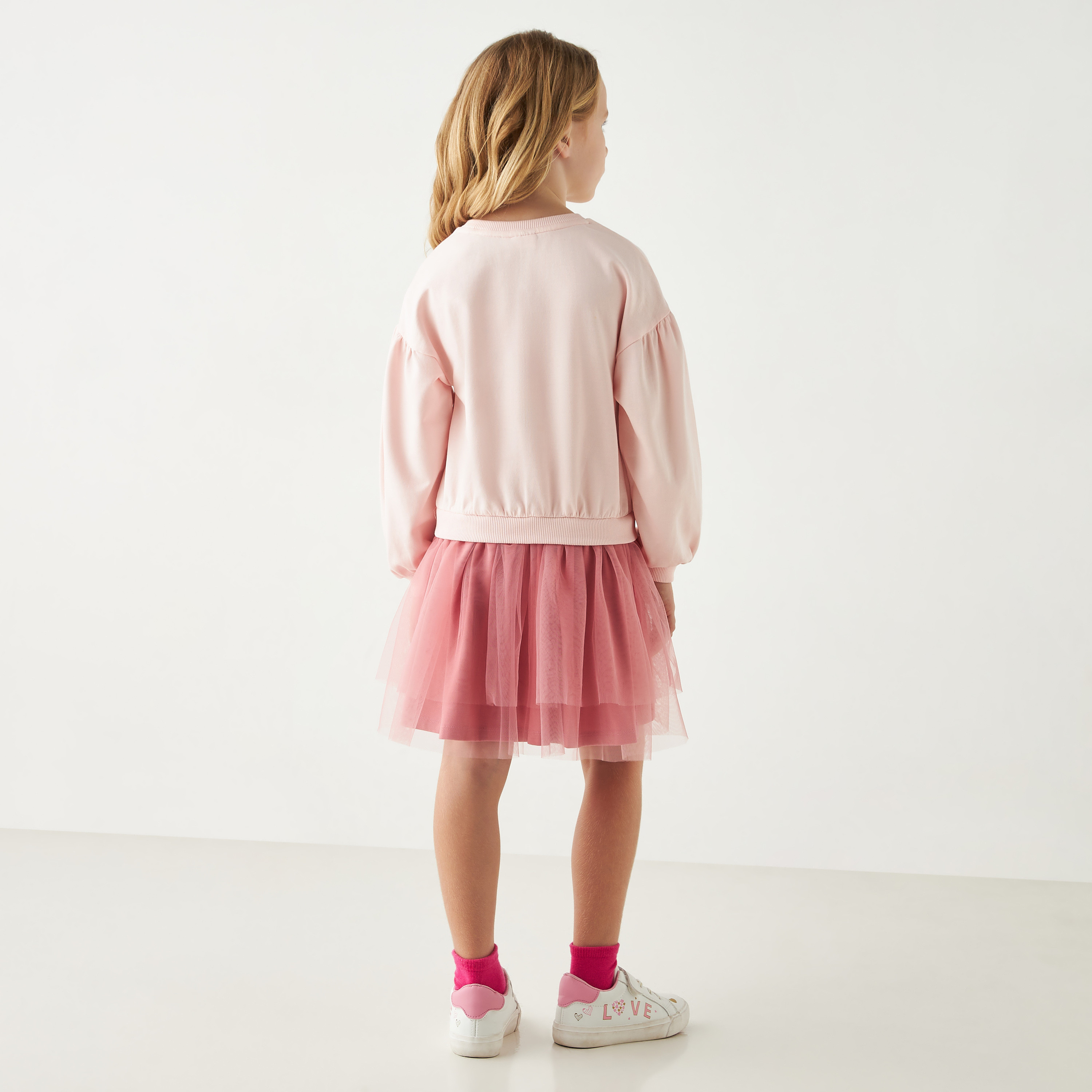 فستان بأكمام طويلة وطبقات تول وطبعات هالو كيتي من سانريو-girls-clothing-dressesandjumpsuits-image-3