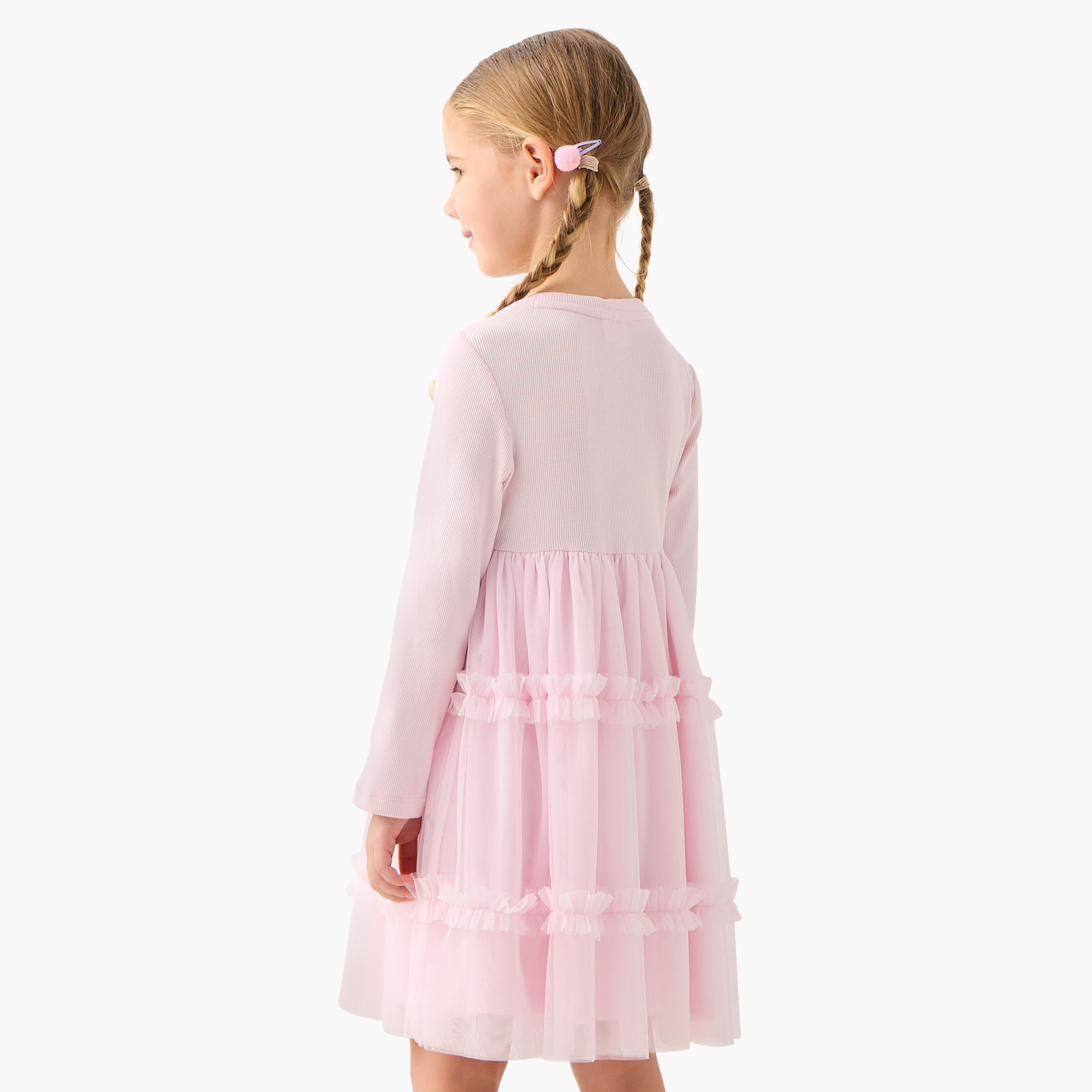 Sanrio Bow Embellished A-line Dress with Ruffle Detail-girls-clothing-dressesandjumpsuits-image-3