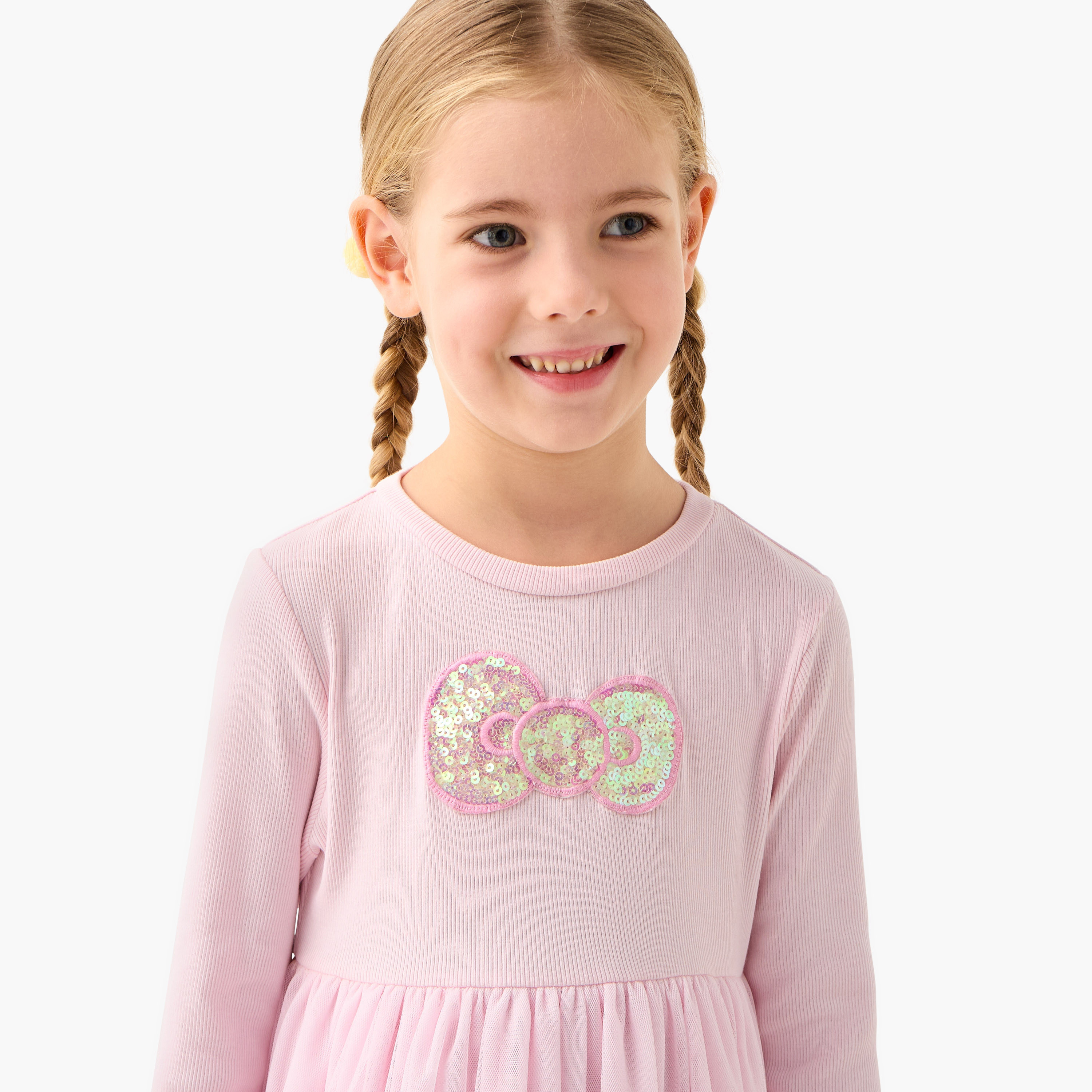 Sanrio Bow Embellished A-line Dress with Ruffle Detail-girls-clothing-dressesandjumpsuits-image-4