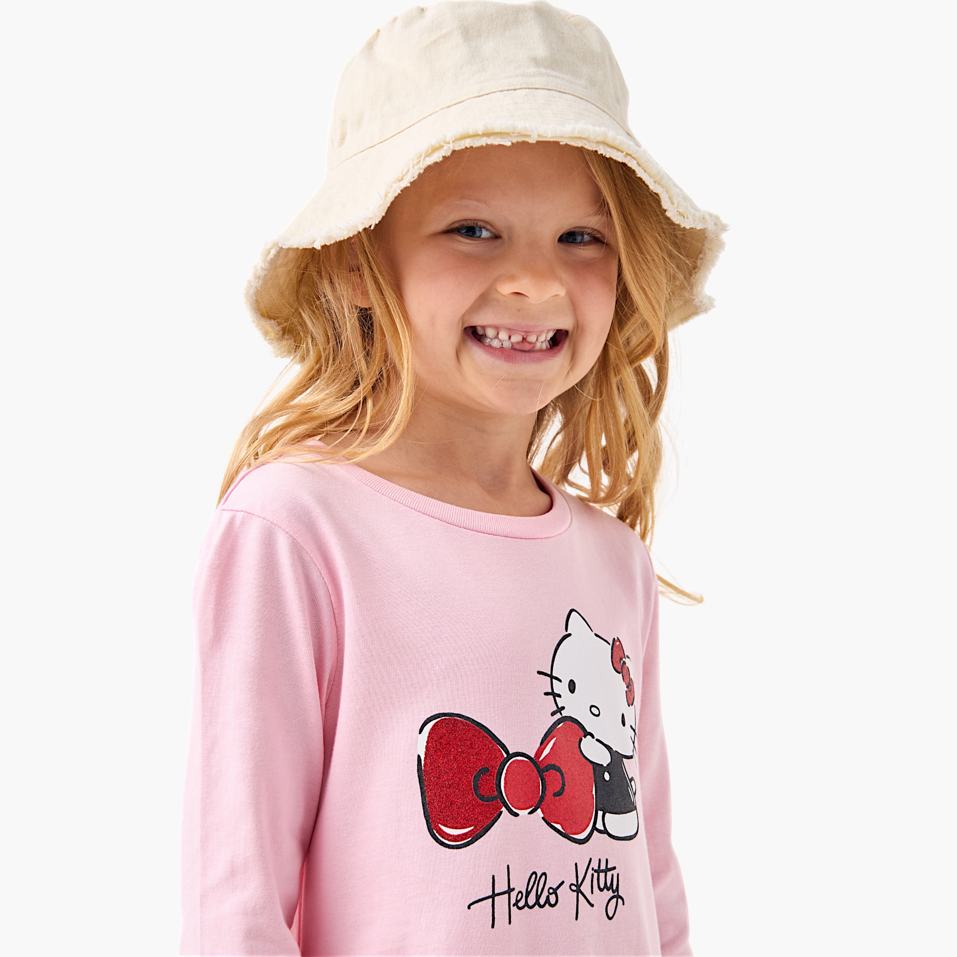 فستان بياقة ضيقة وأكمام طويلة وخصر منسدل وطبعات من سانريو-girls-clothing-dressesandjumpsuits-image-4