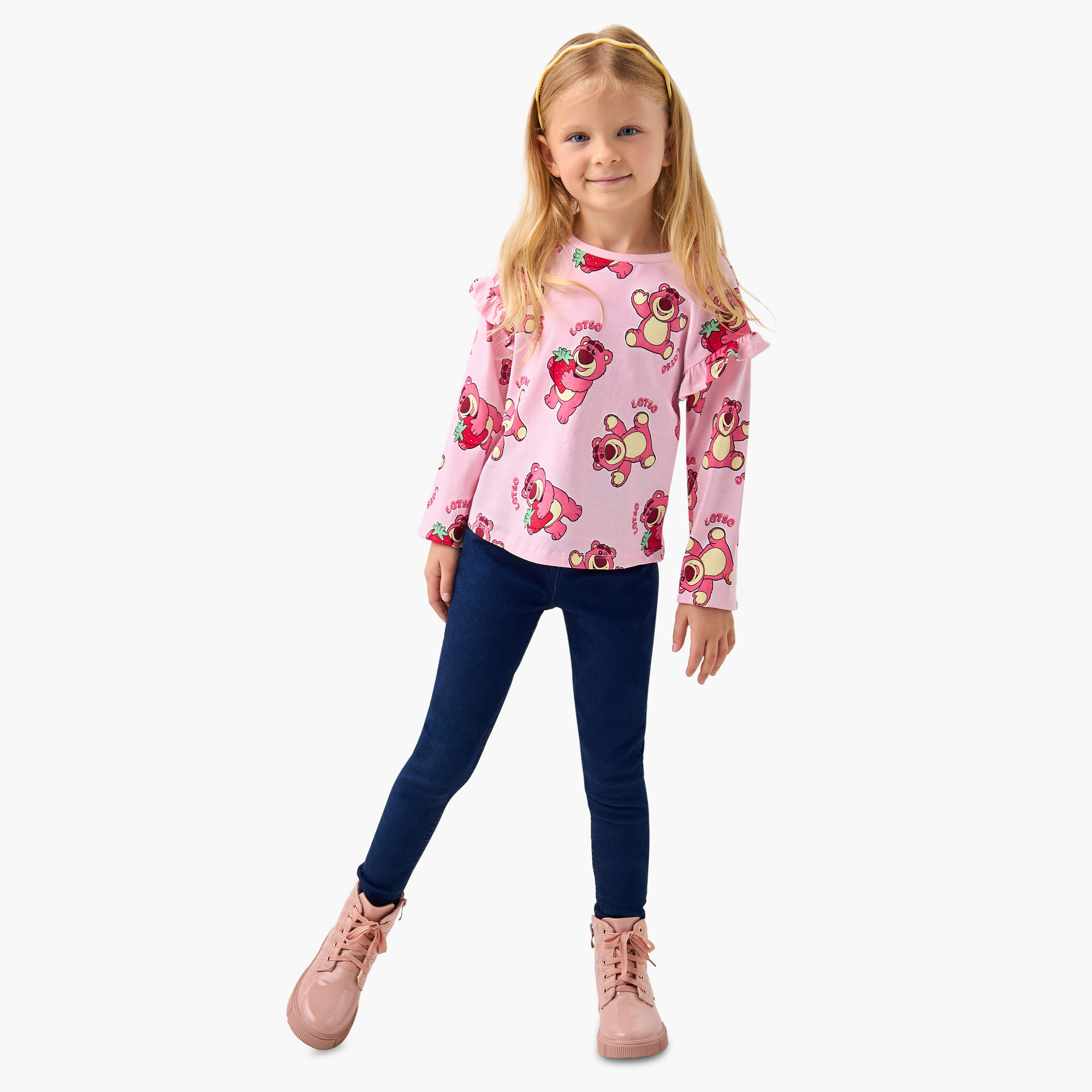 Toy Story Lots-o'-Huggin' Bear Print T-shirt with Crew Neck and Long Sleeves-girls-clothing-tshirts-image-2