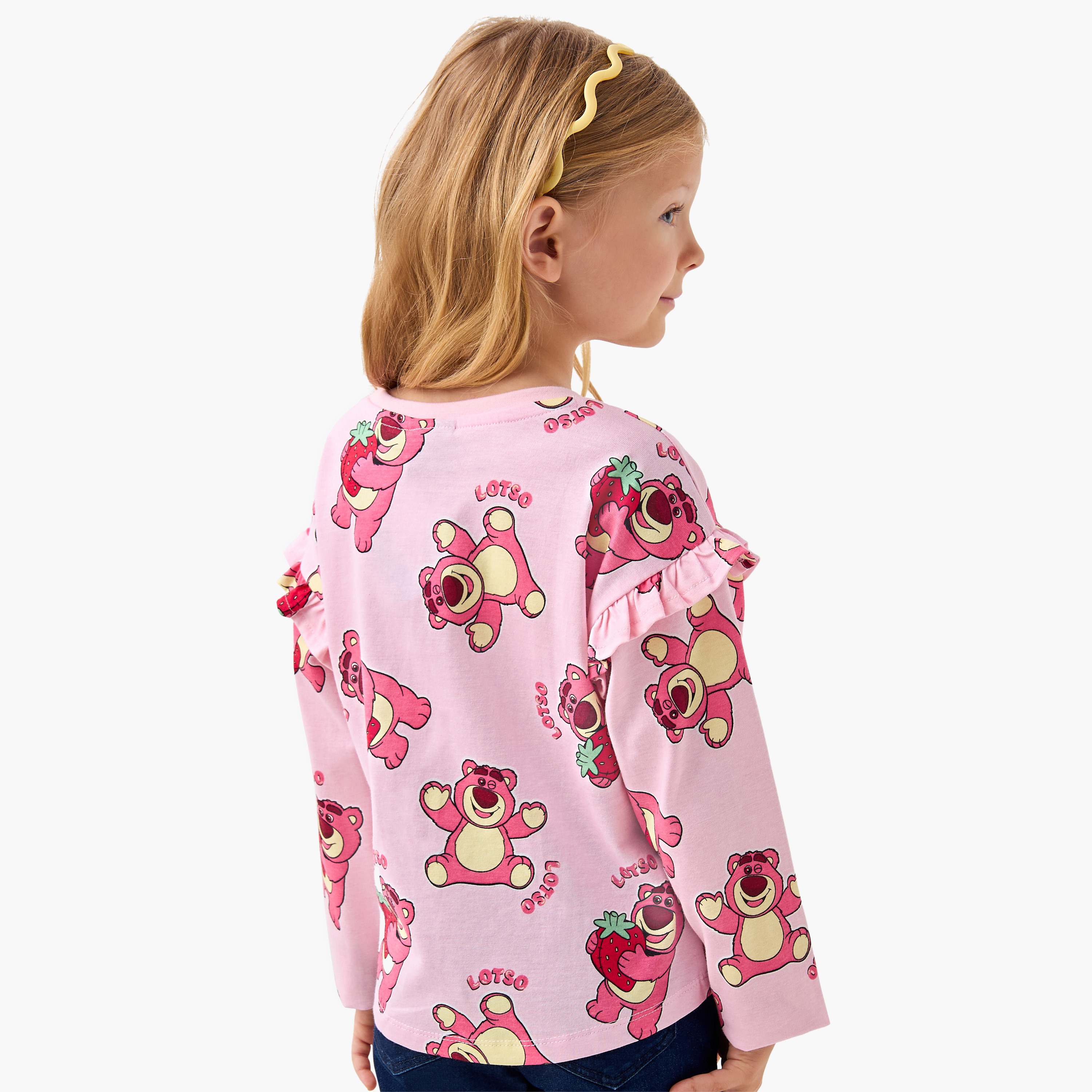 Toy Story Lots-o'-Huggin' Bear Print T-shirt with Crew Neck and Long Sleeves-girls-clothing-tshirts-image-3