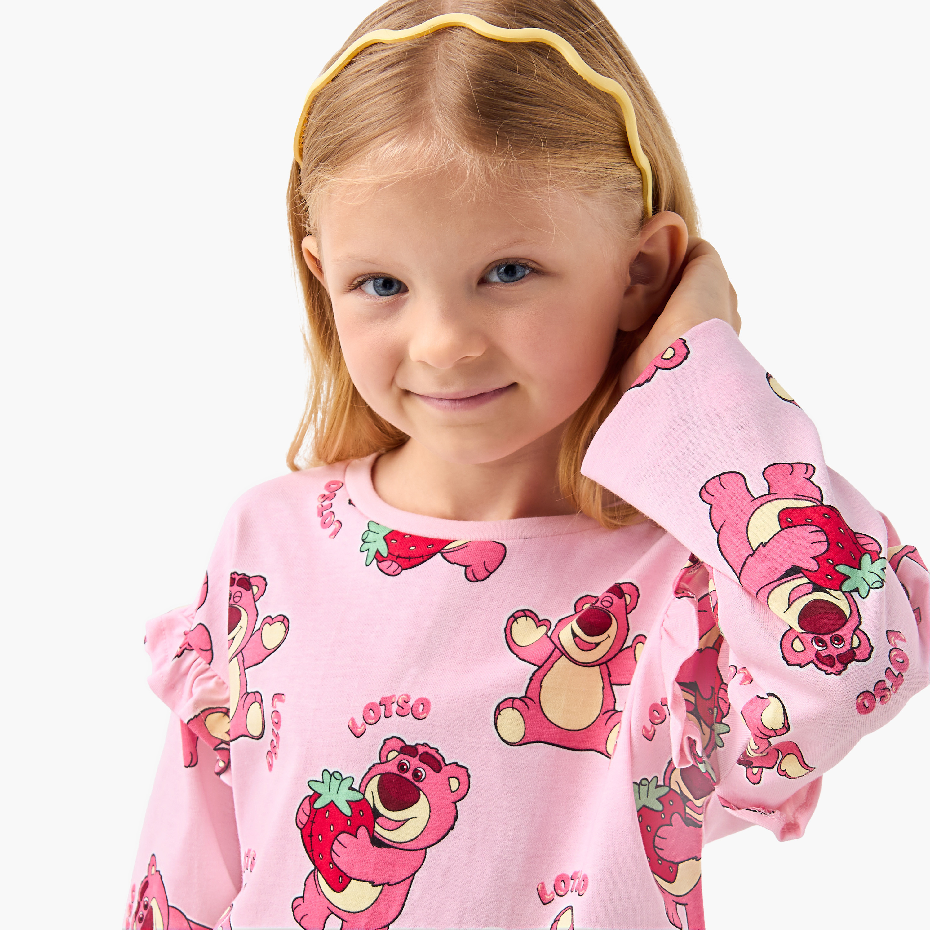 Toy Story Lots-o'-Huggin' Bear Print T-shirt with Crew Neck and Long Sleeves-girls-clothing-tshirts-image-4