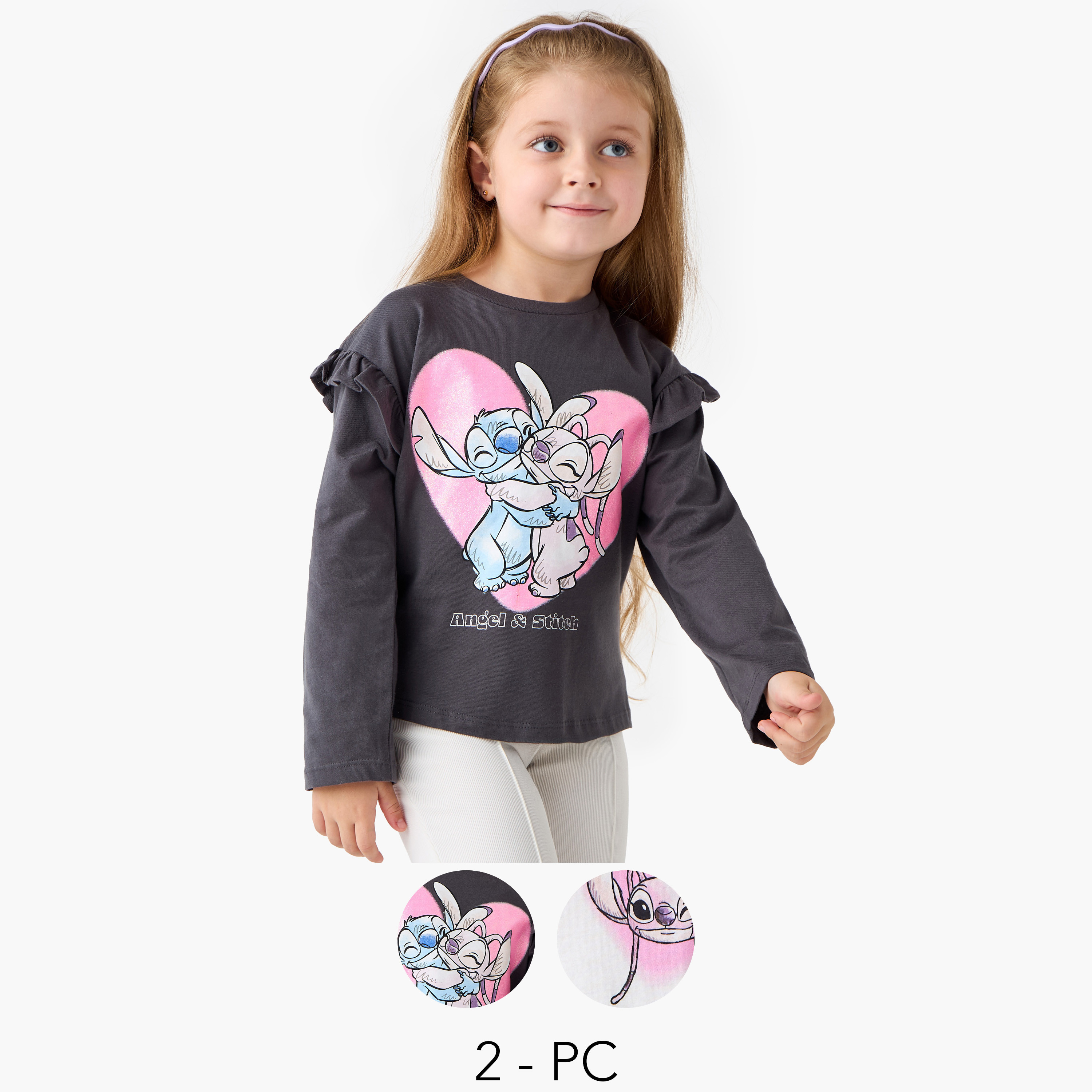 Disney Lilo and Stitch Print Long Sleeves T-shirt - Set of 2-girls-clothing-tshirts-image-1